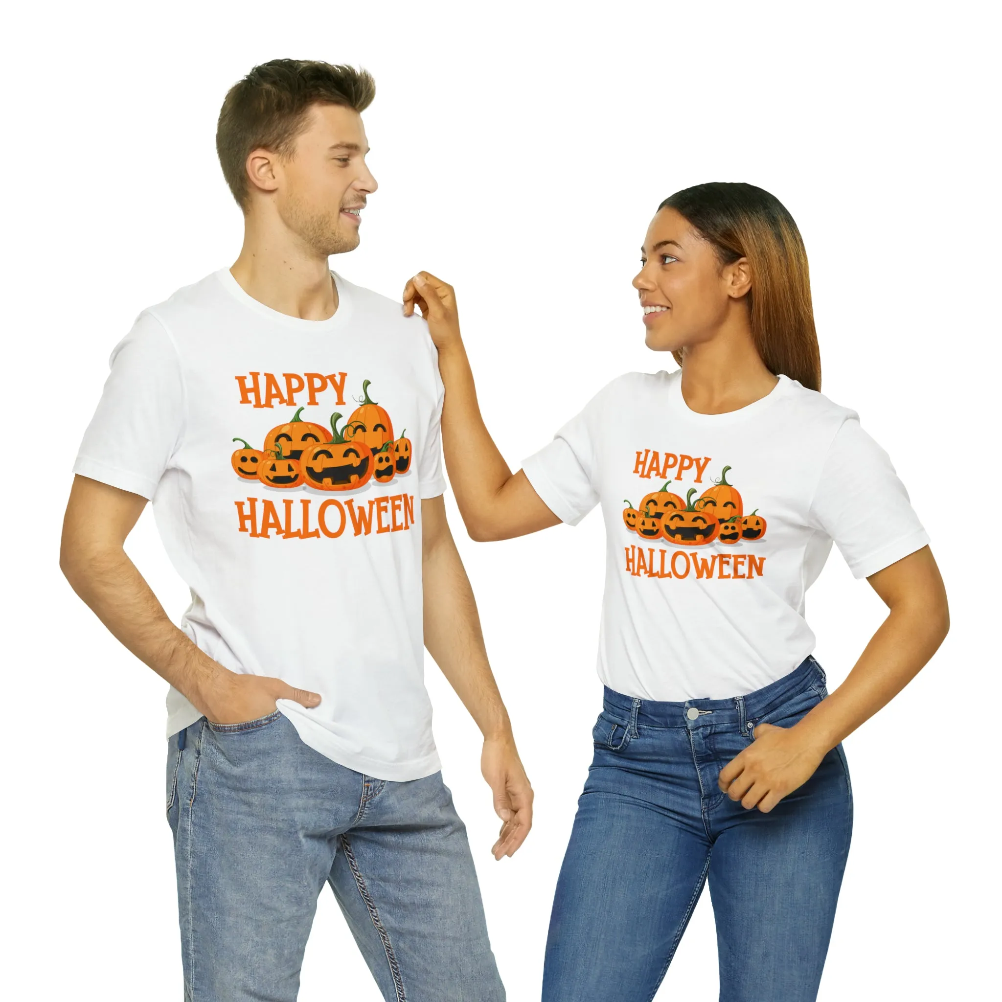 Happy Halloween Pumpkin T-Shirt | Jack-O-Lantern Tee |  Bella Canvas 3001Unisex | Funny Short Sleeve Tshirt