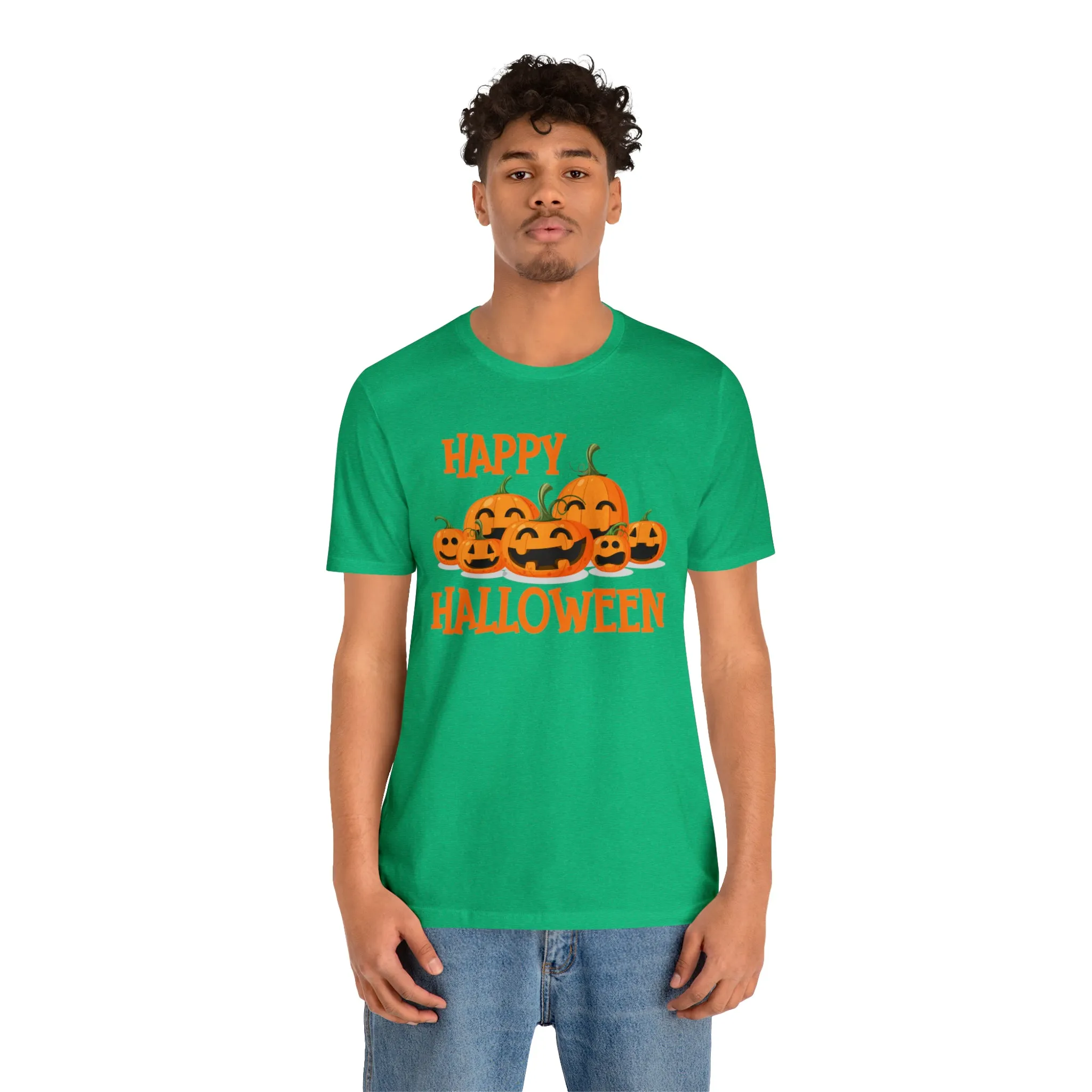 Happy Halloween Pumpkin T-Shirt | Jack-O-Lantern Tee |  Bella Canvas 3001Unisex | Funny Short Sleeve Tshirt