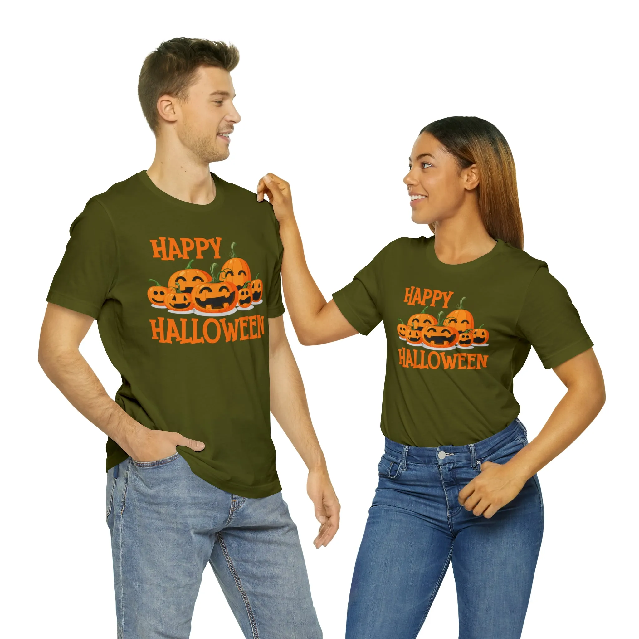 Happy Halloween Pumpkin T-Shirt | Jack-O-Lantern Tee |  Bella Canvas 3001Unisex | Funny Short Sleeve Tshirt