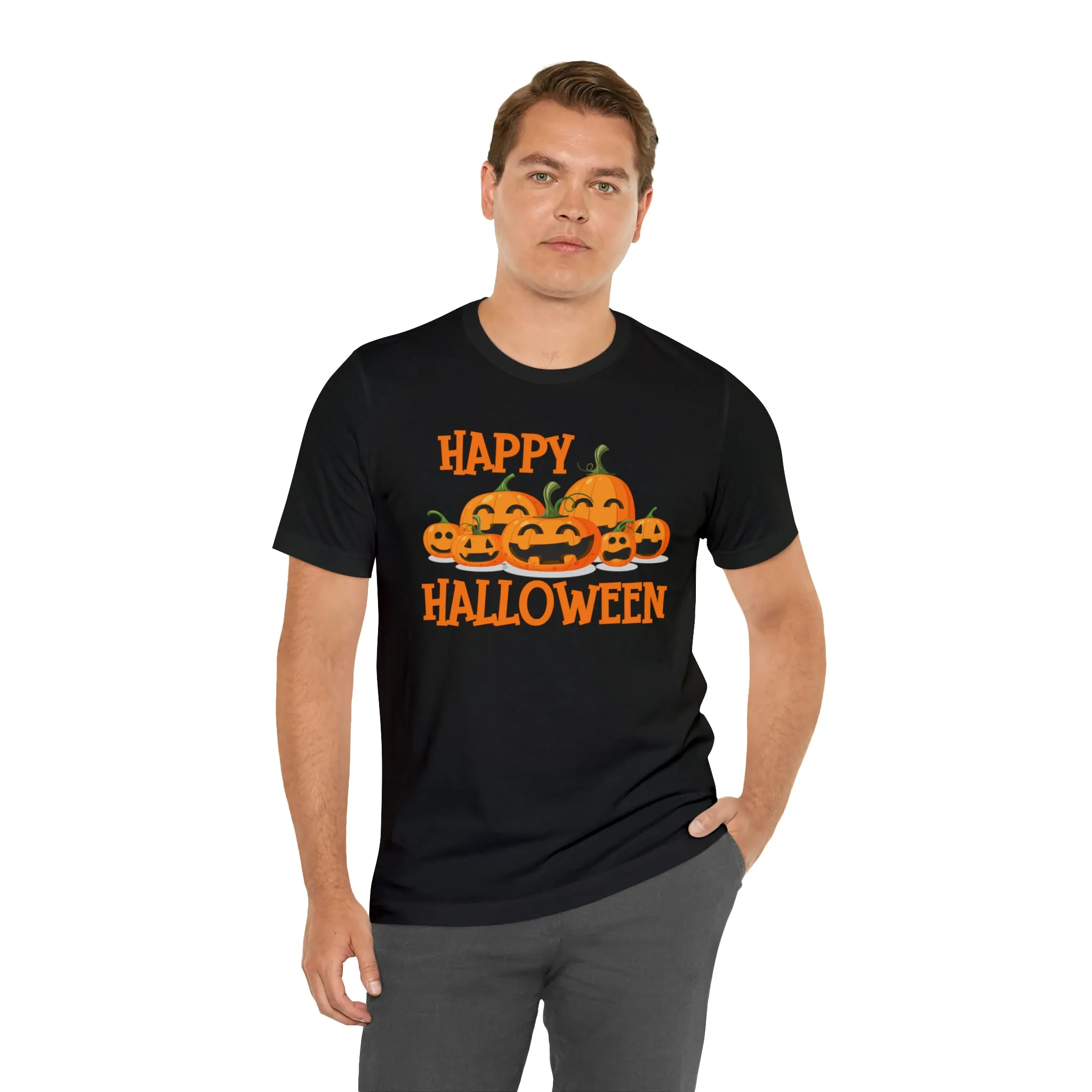 Happy Halloween Pumpkin T-Shirt | Jack-O-Lantern Tee |  Bella Canvas 3001Unisex | Funny Short Sleeve Tshirt