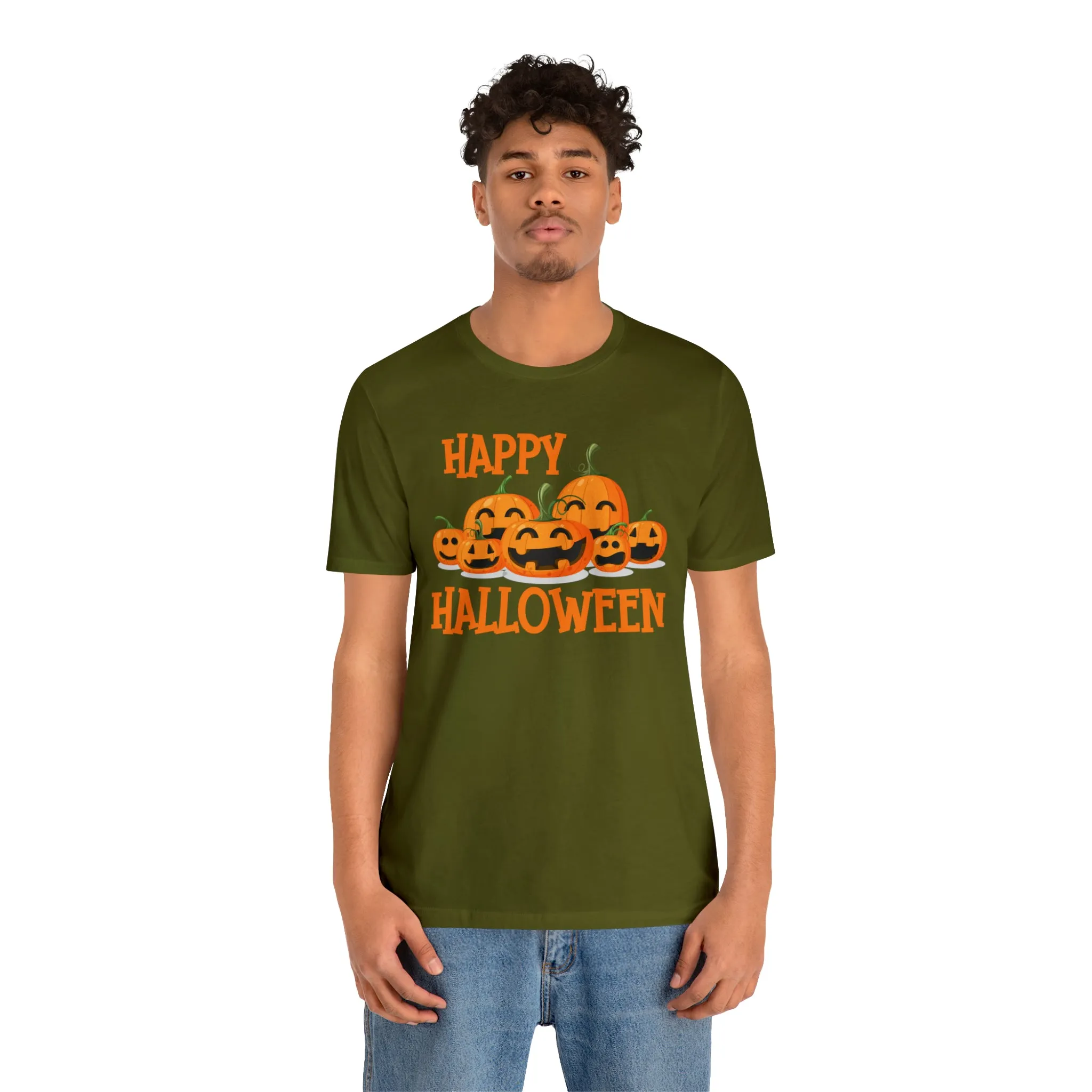 Happy Halloween Pumpkin T-Shirt | Jack-O-Lantern Tee |  Bella Canvas 3001Unisex | Funny Short Sleeve Tshirt