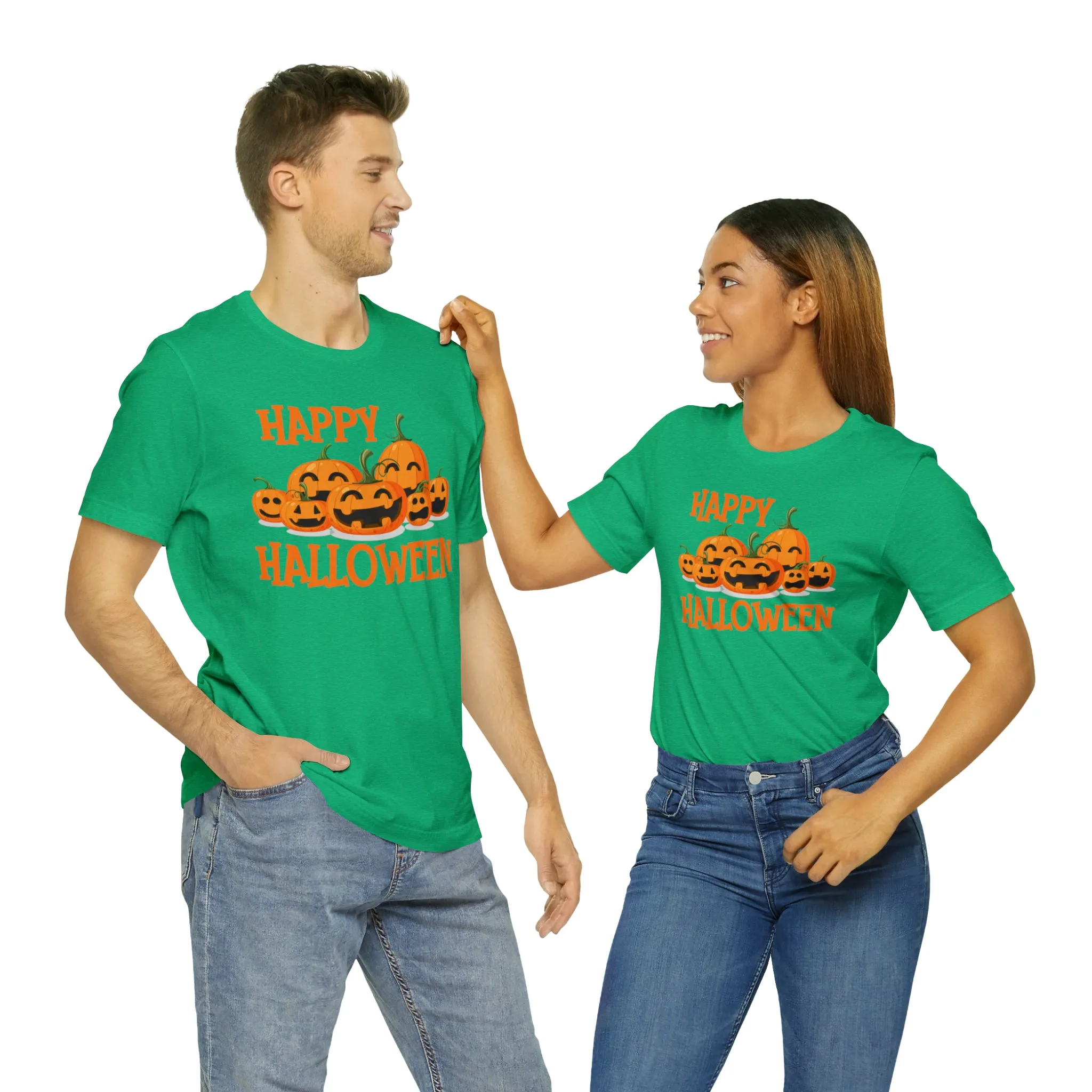 Happy Halloween Pumpkin T-Shirt | Jack-O-Lantern Tee |  Bella Canvas 3001Unisex | Funny Short Sleeve Tshirt