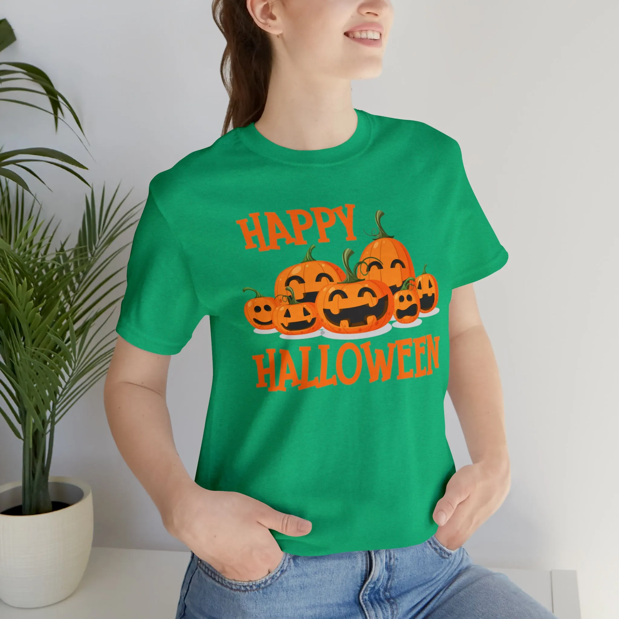 Happy Halloween Pumpkin T-Shirt | Jack-O-Lantern Tee |  Bella Canvas 3001Unisex | Funny Short Sleeve Tshirt