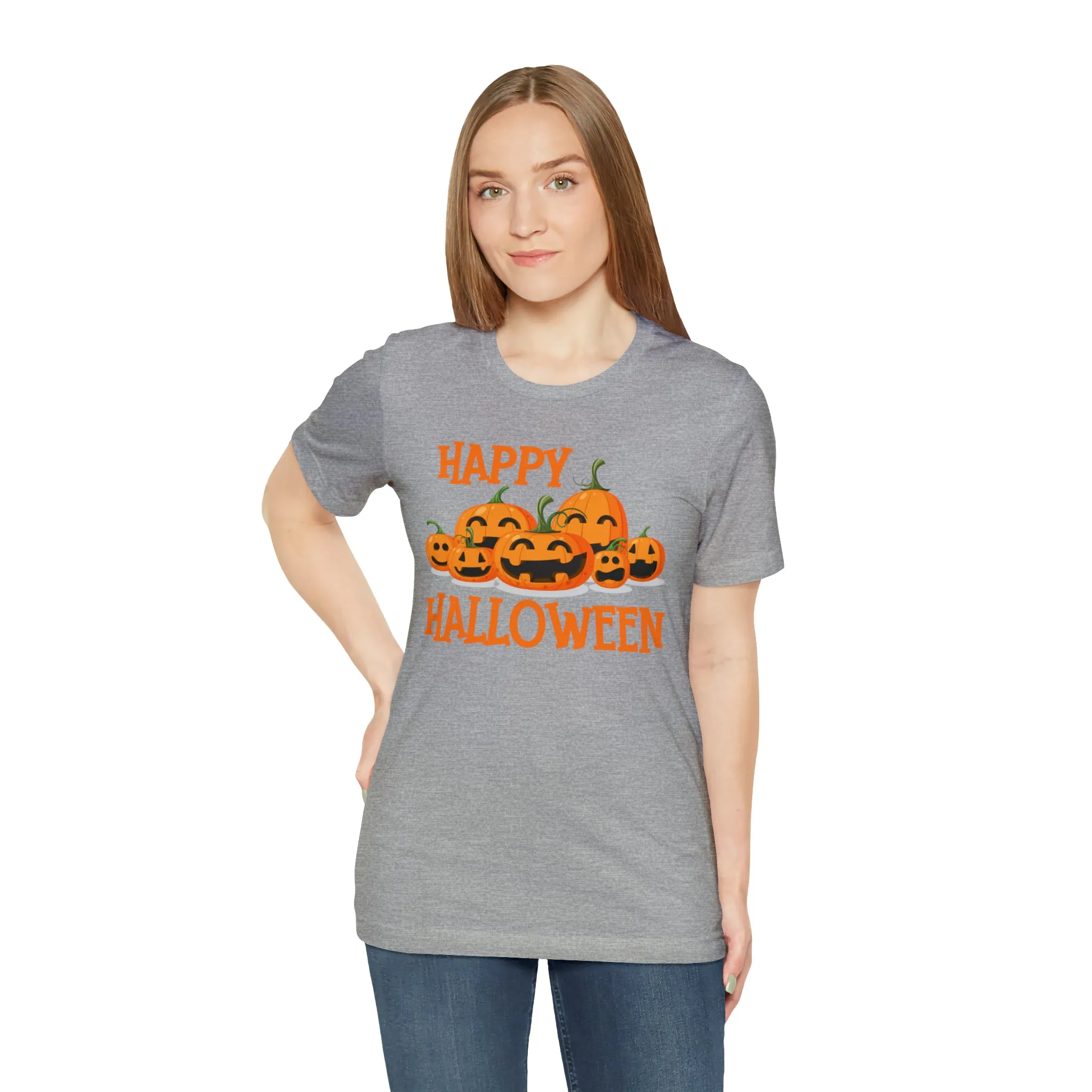 Happy Halloween Pumpkin T-Shirt | Jack-O-Lantern Tee |  Bella Canvas 3001Unisex | Funny Short Sleeve Tshirt