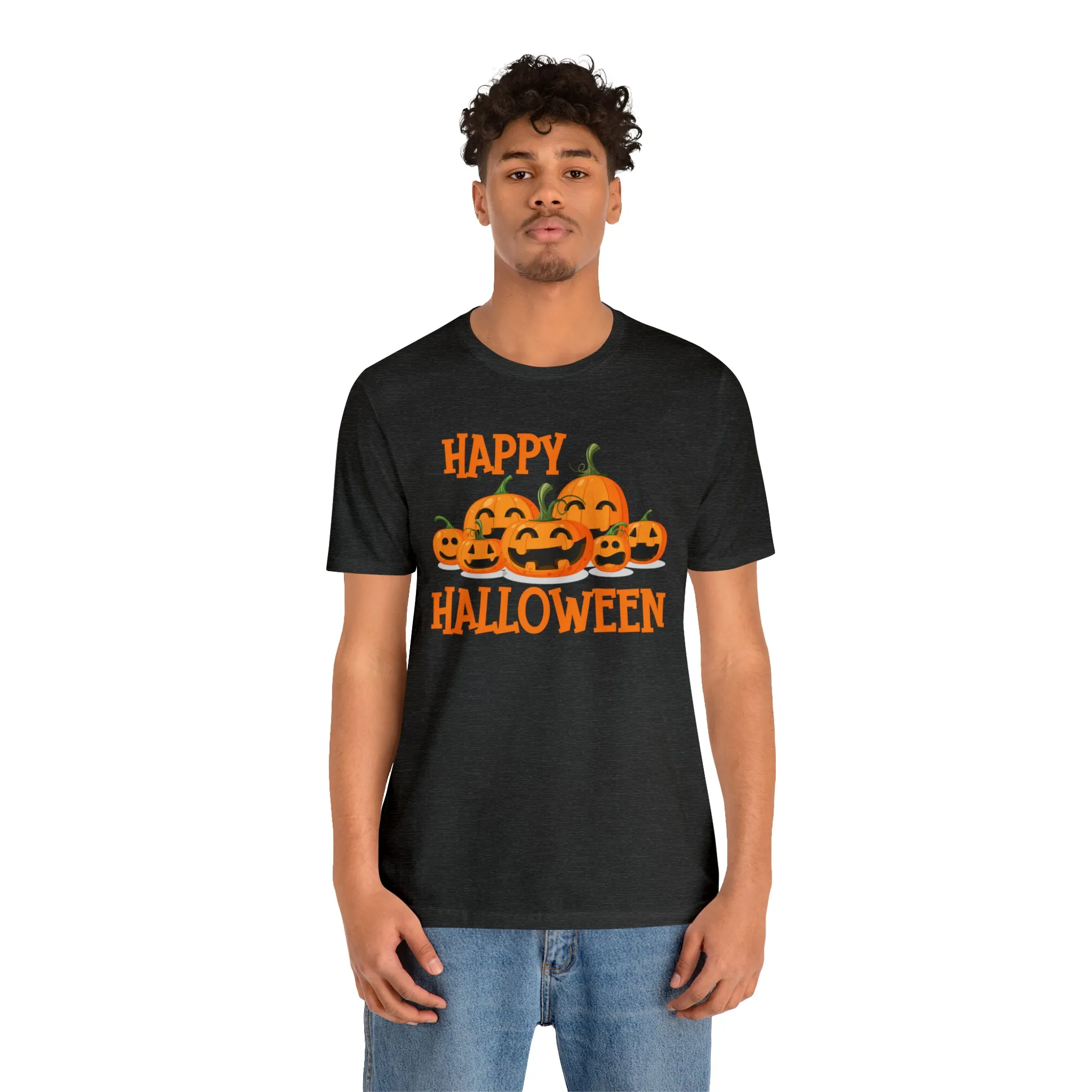 Happy Halloween Pumpkin T-Shirt | Jack-O-Lantern Tee |  Bella Canvas 3001Unisex | Funny Short Sleeve Tshirt