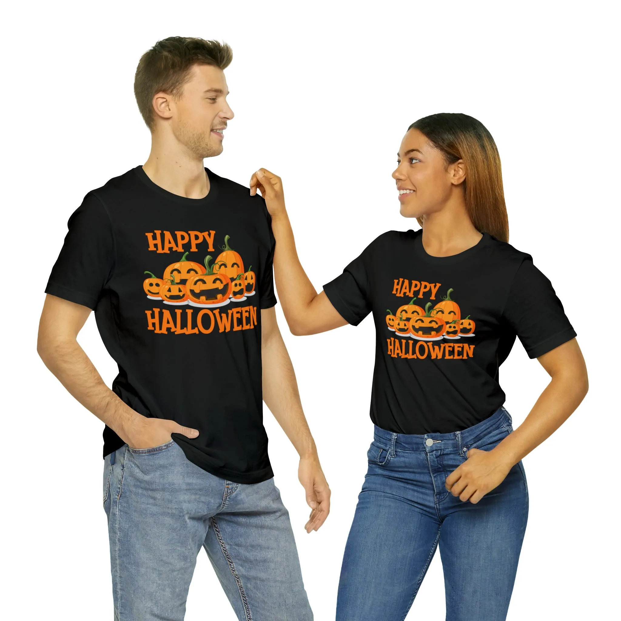 Happy Halloween Pumpkin T-Shirt | Jack-O-Lantern Tee |  Bella Canvas 3001Unisex | Funny Short Sleeve Tshirt