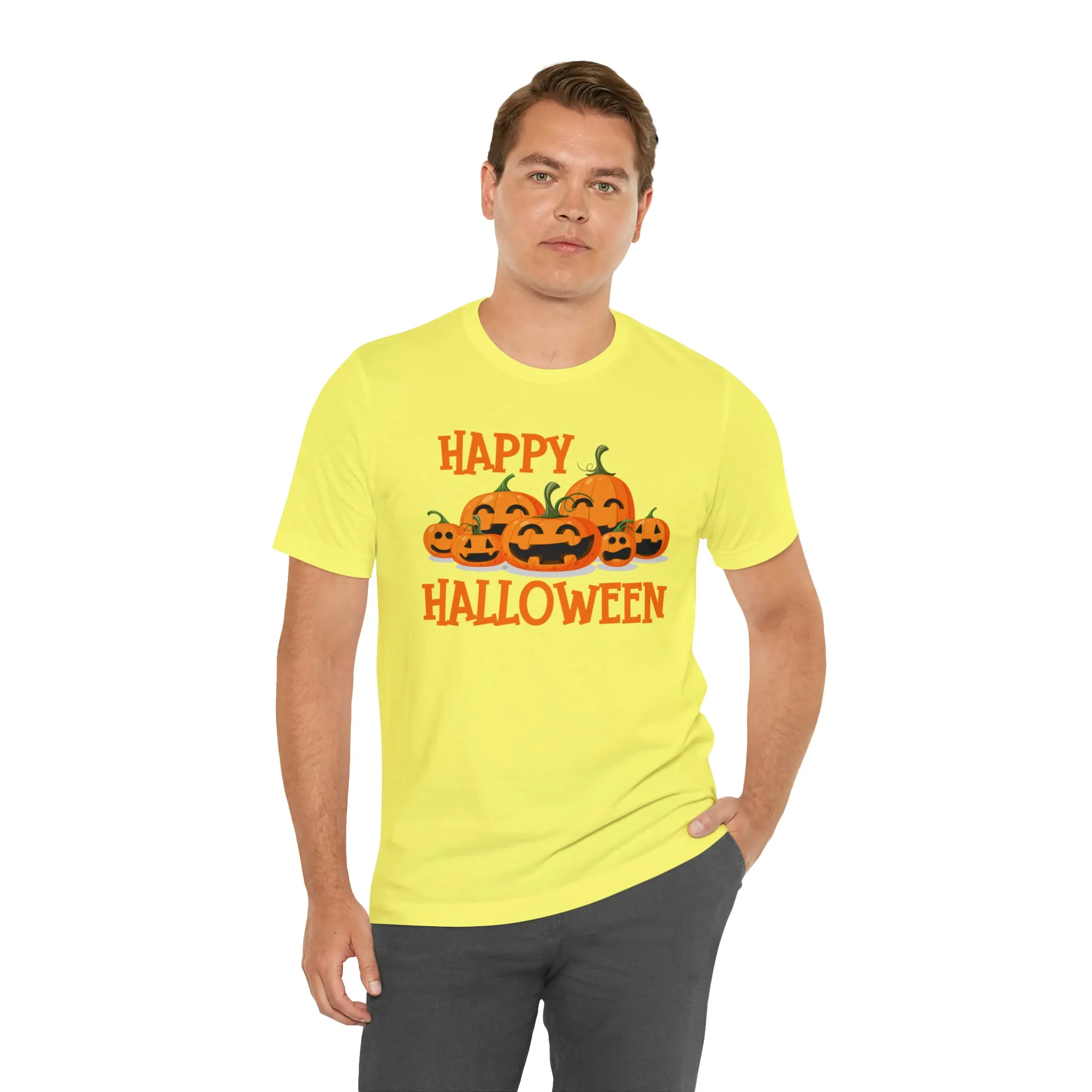 Happy Halloween Pumpkin T-Shirt | Jack-O-Lantern Tee |  Bella Canvas 3001Unisex | Funny Short Sleeve Tshirt