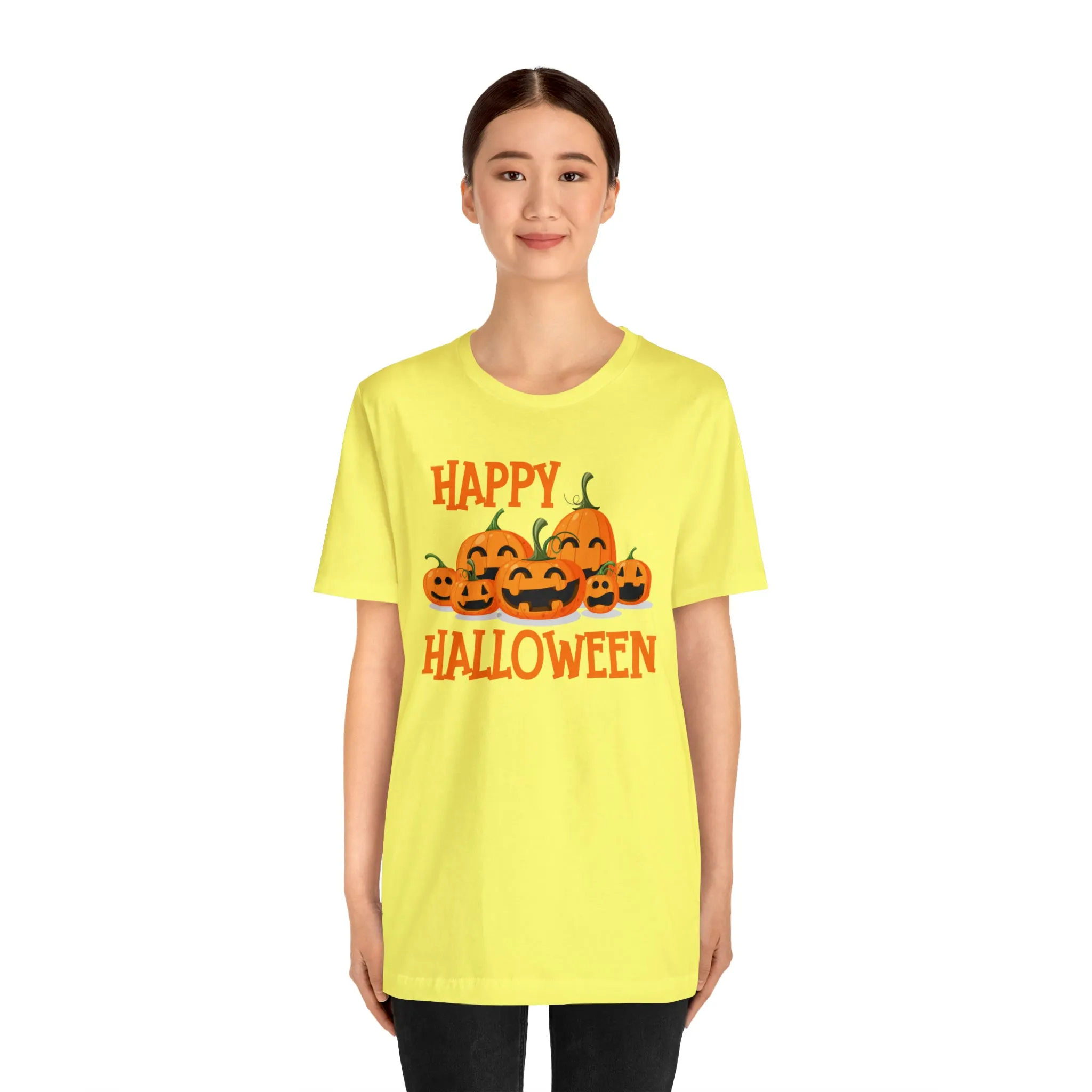 Happy Halloween Pumpkin T-Shirt | Jack-O-Lantern Tee |  Bella Canvas 3001Unisex | Funny Short Sleeve Tshirt