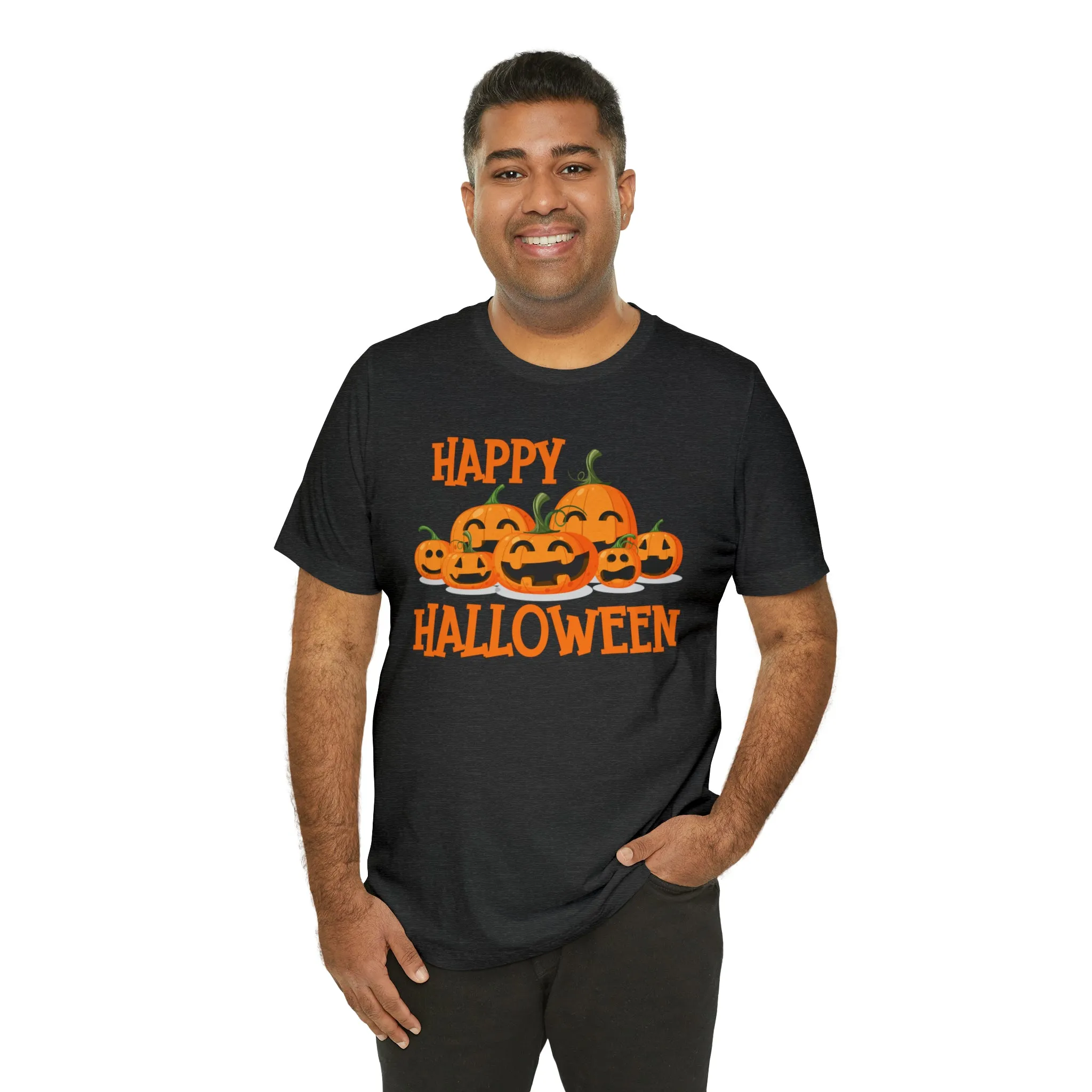 Happy Halloween Pumpkin T-Shirt | Jack-O-Lantern Tee |  Bella Canvas 3001Unisex | Funny Short Sleeve Tshirt