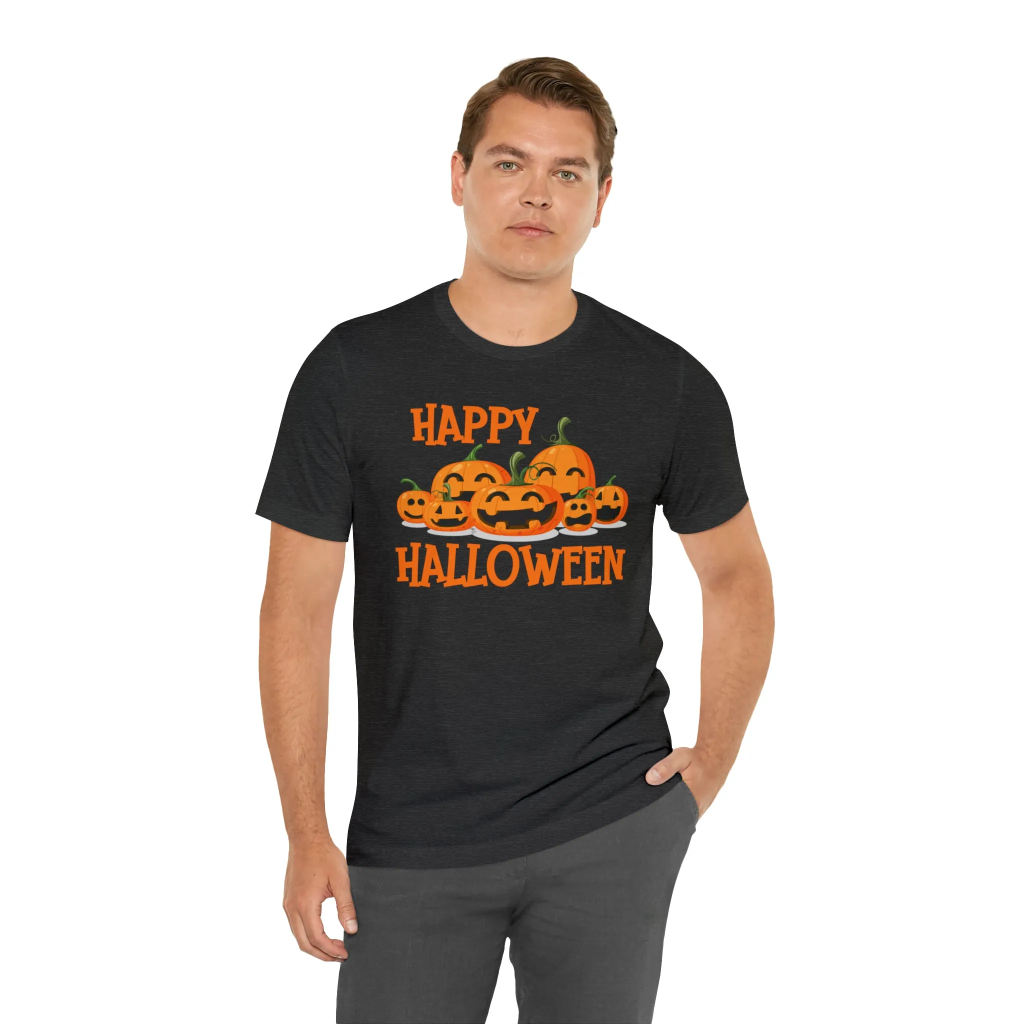 Happy Halloween Pumpkin T-Shirt | Jack-O-Lantern Tee |  Bella Canvas 3001Unisex | Funny Short Sleeve Tshirt