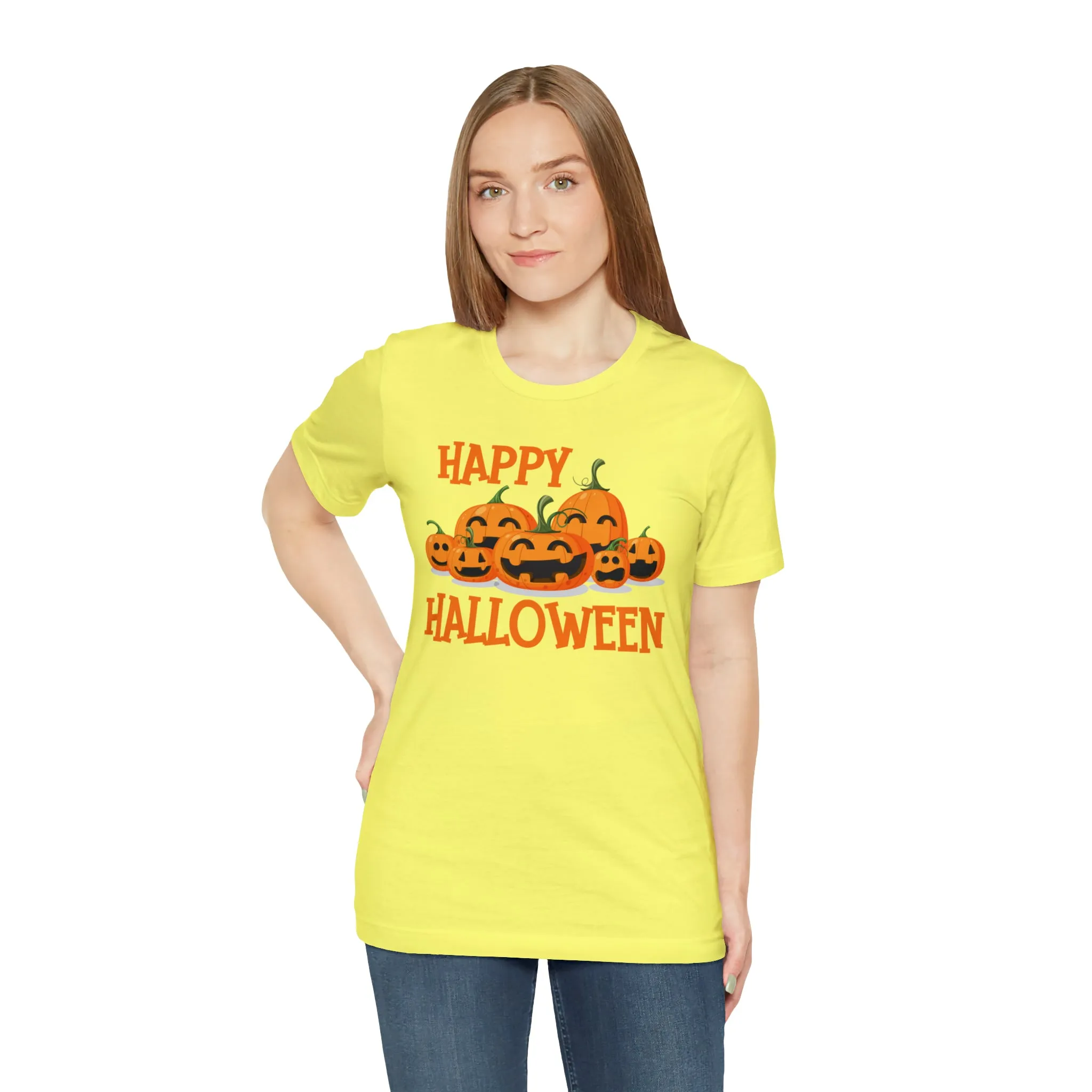Happy Halloween Pumpkin T-Shirt | Jack-O-Lantern Tee |  Bella Canvas 3001Unisex | Funny Short Sleeve Tshirt