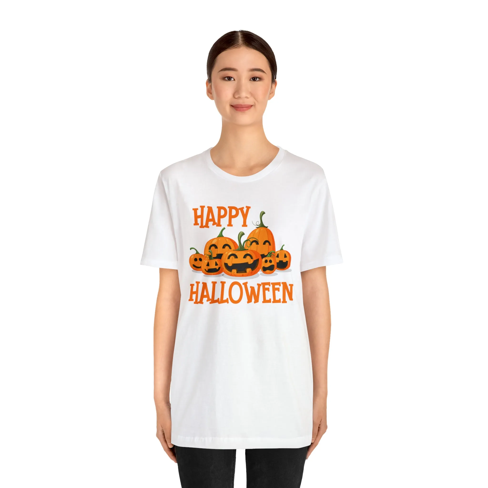 Happy Halloween Pumpkin T-Shirt | Jack-O-Lantern Tee |  Bella Canvas 3001Unisex | Funny Short Sleeve Tshirt