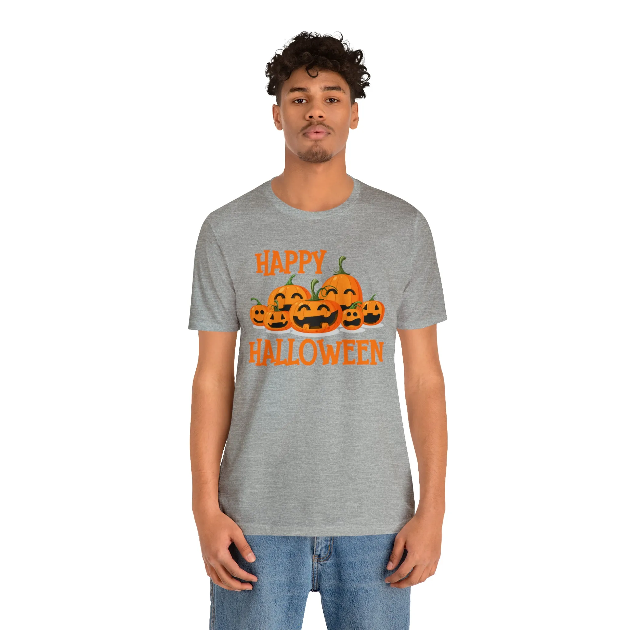 Happy Halloween Pumpkin T-Shirt | Jack-O-Lantern Tee |  Bella Canvas 3001Unisex | Funny Short Sleeve Tshirt
