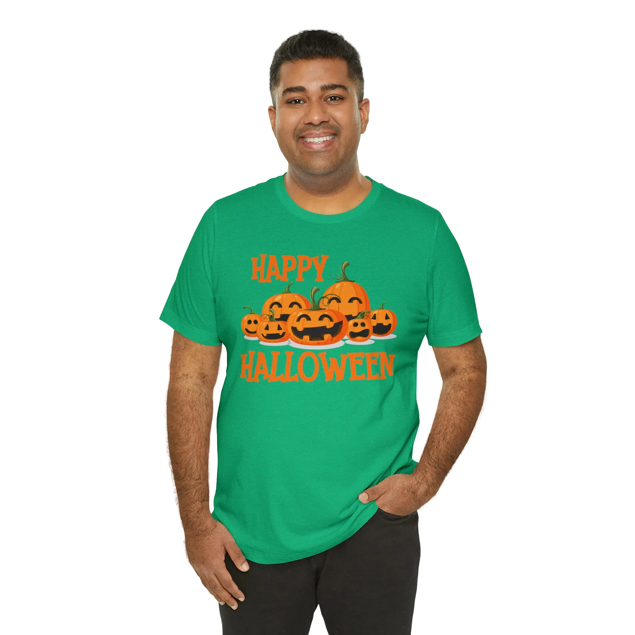 Happy Halloween Pumpkin T-Shirt | Jack-O-Lantern Tee |  Bella Canvas 3001Unisex | Funny Short Sleeve Tshirt
