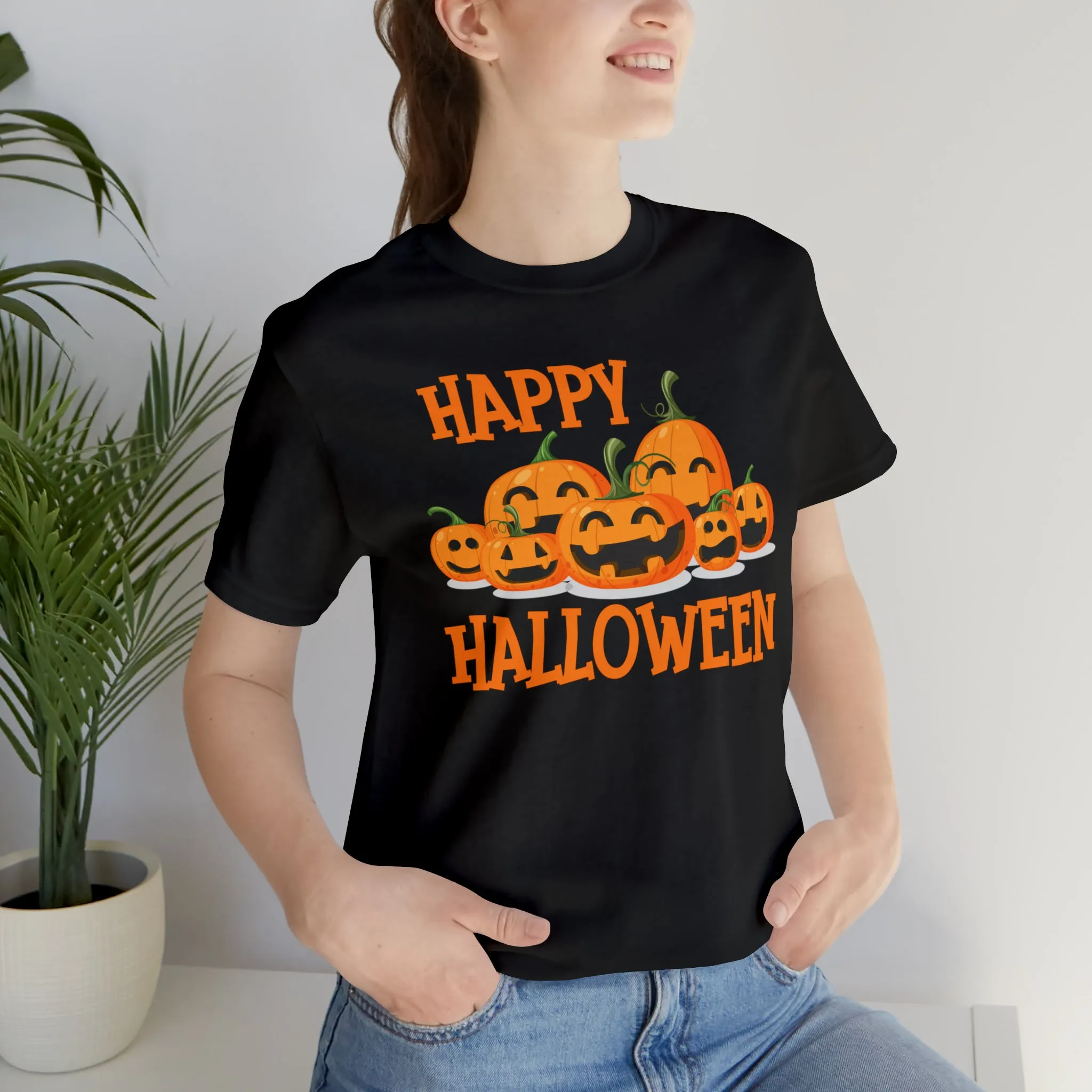Happy Halloween Pumpkin T-Shirt | Jack-O-Lantern Tee |  Bella Canvas 3001Unisex | Funny Short Sleeve Tshirt