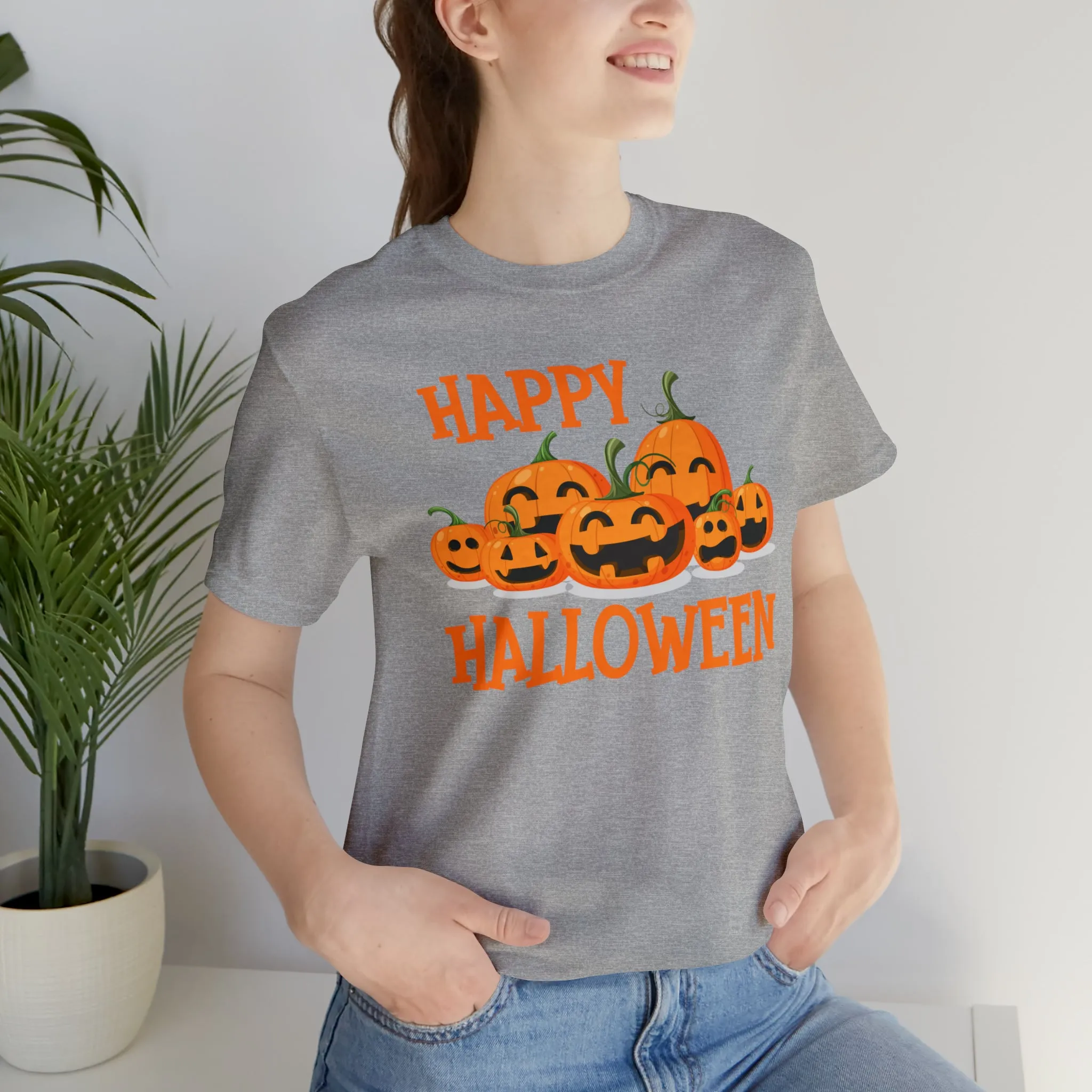 Happy Halloween Pumpkin T-Shirt | Jack-O-Lantern Tee |  Bella Canvas 3001Unisex | Funny Short Sleeve Tshirt