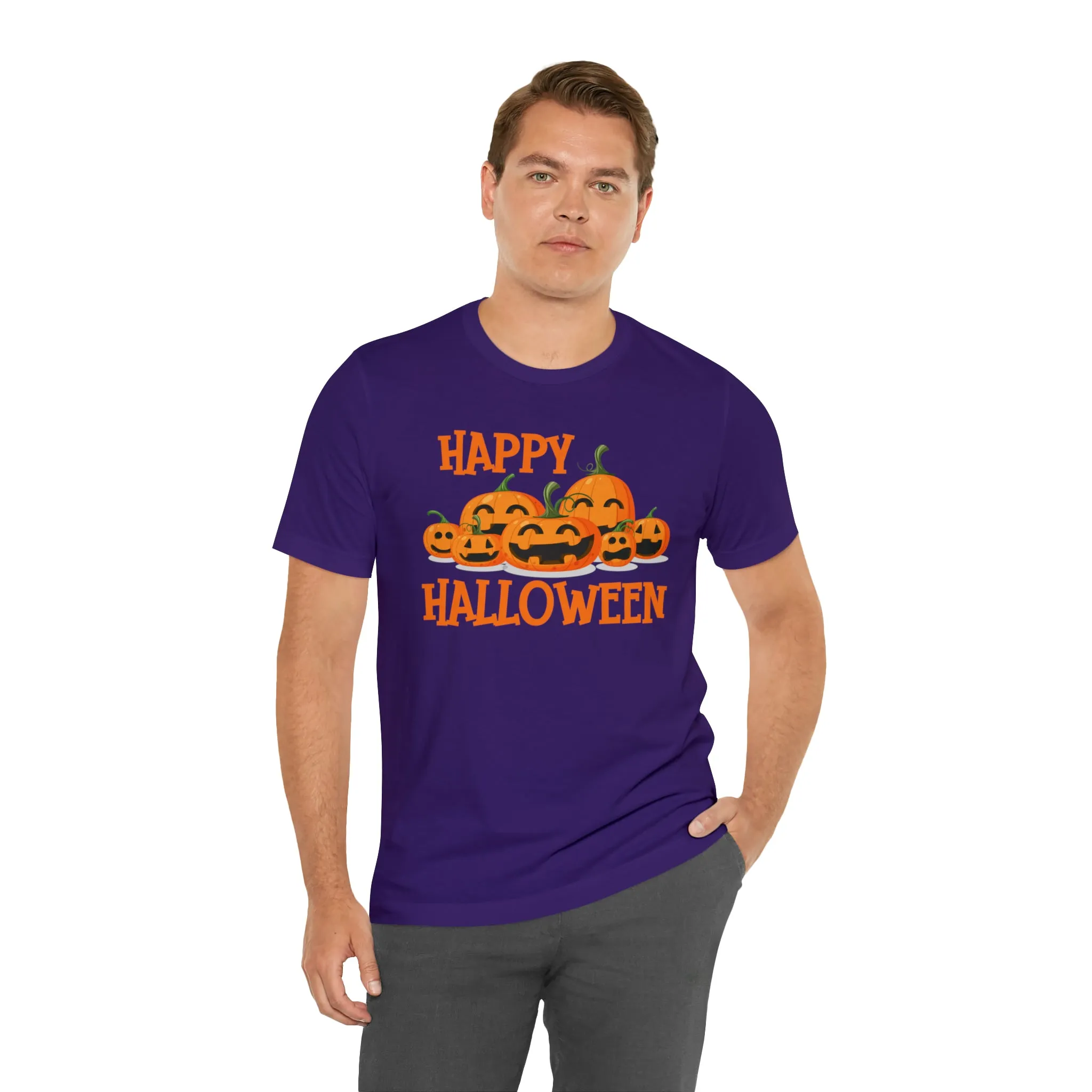 Happy Halloween Pumpkin T-Shirt | Jack-O-Lantern Tee |  Bella Canvas 3001Unisex | Funny Short Sleeve Tshirt