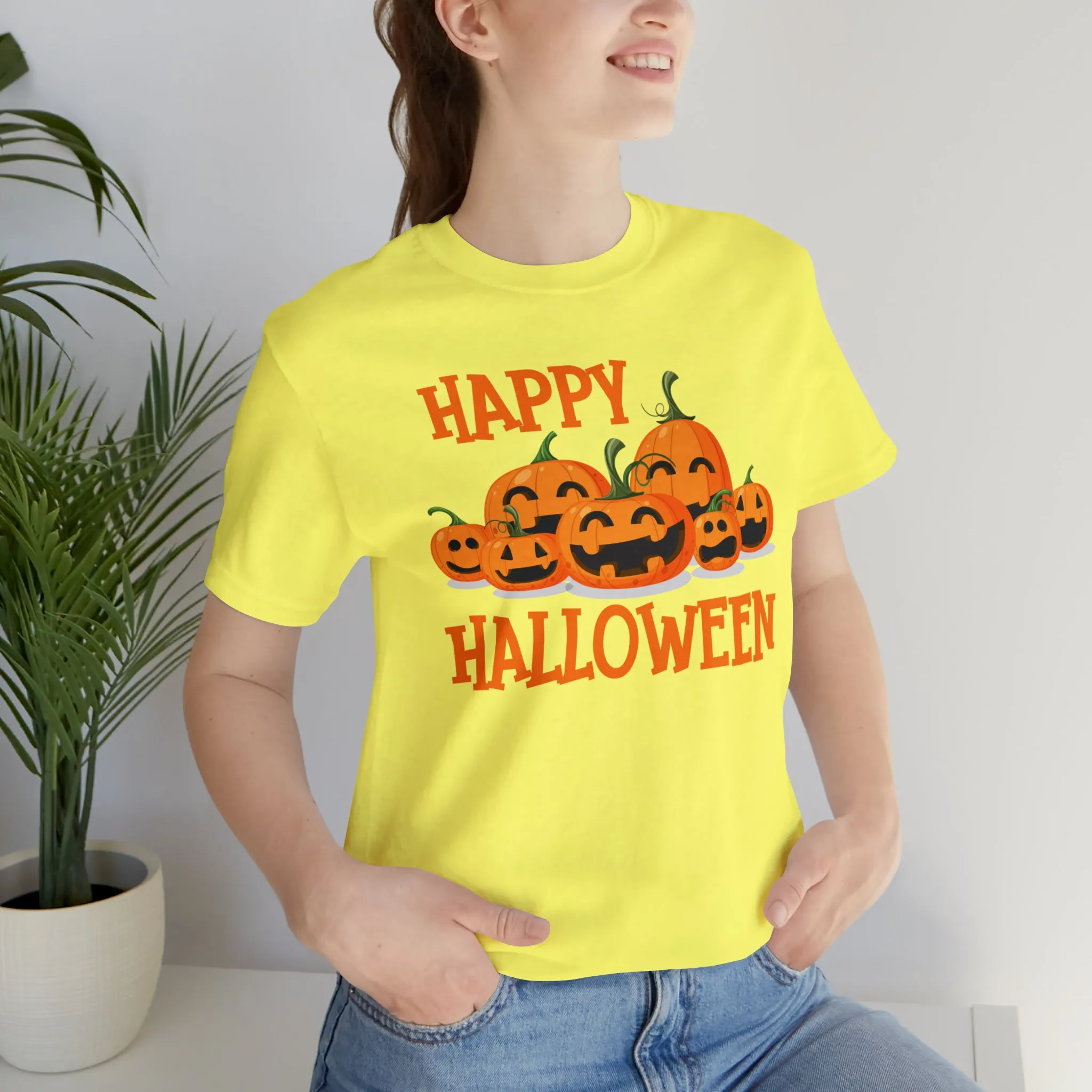Happy Halloween Pumpkin T-Shirt | Jack-O-Lantern Tee |  Bella Canvas 3001Unisex | Funny Short Sleeve Tshirt