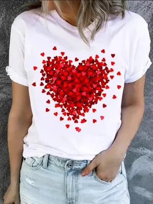 Heart Burst White T-Shirt For Valentine's Day