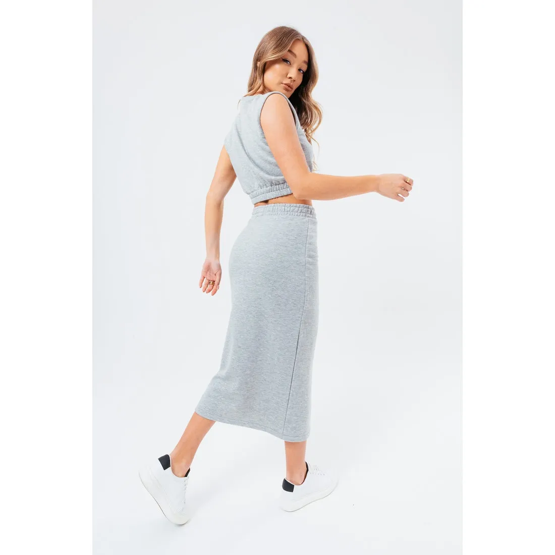 HYPE GREY SWEAT MIDI SKIRT WOMEN'S LOUNGEWEAR SET