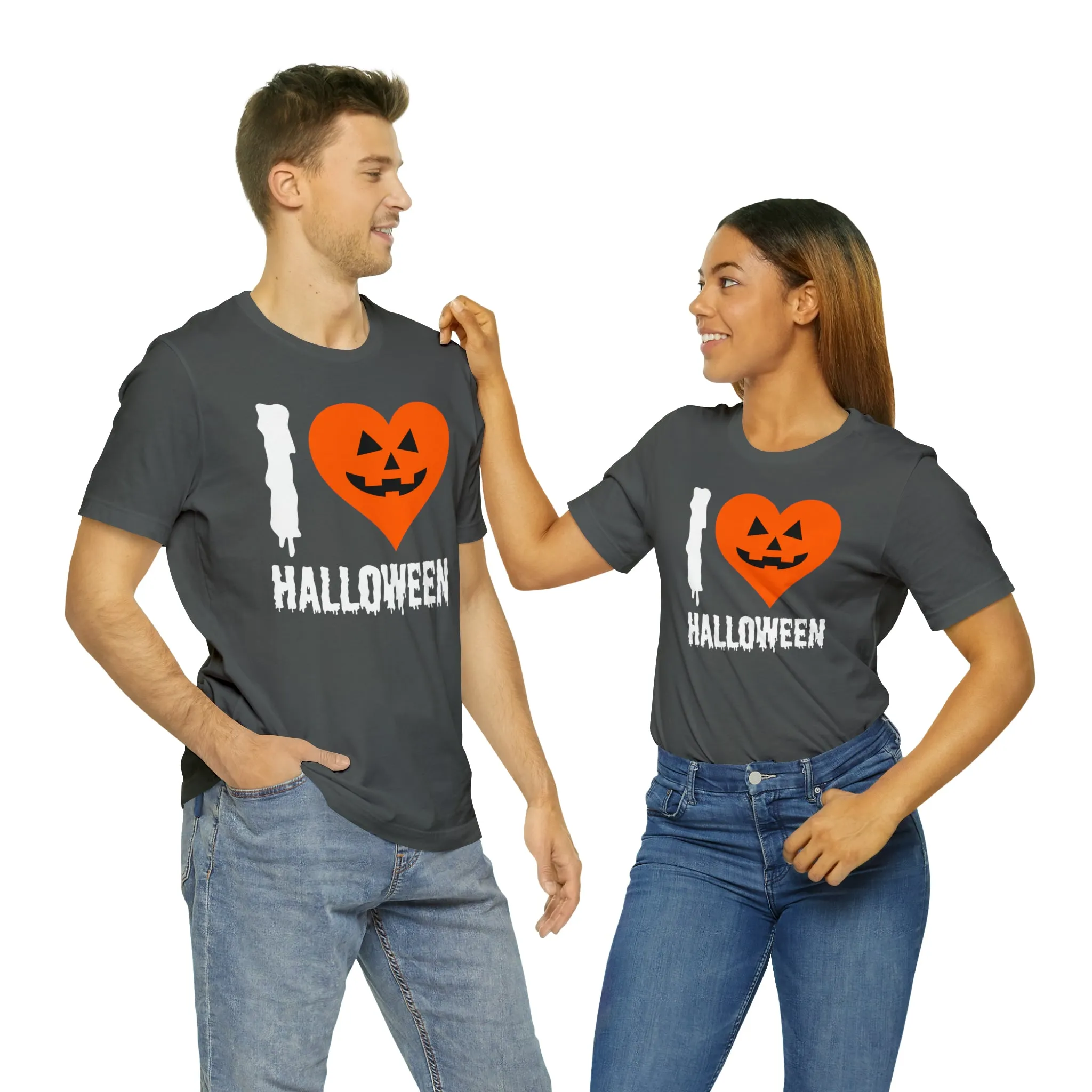 I Love Halloween T-Shirt | Scary Jack-O-Lantern Tee |  Bella Canvas 3001Unisex | Funny Short Sleeve Tshirt