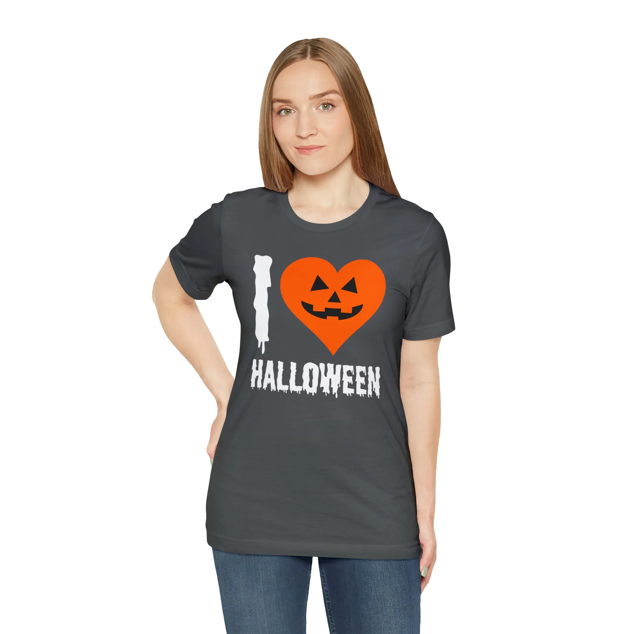 I Love Halloween T-Shirt | Scary Jack-O-Lantern Tee |  Bella Canvas 3001Unisex | Funny Short Sleeve Tshirt