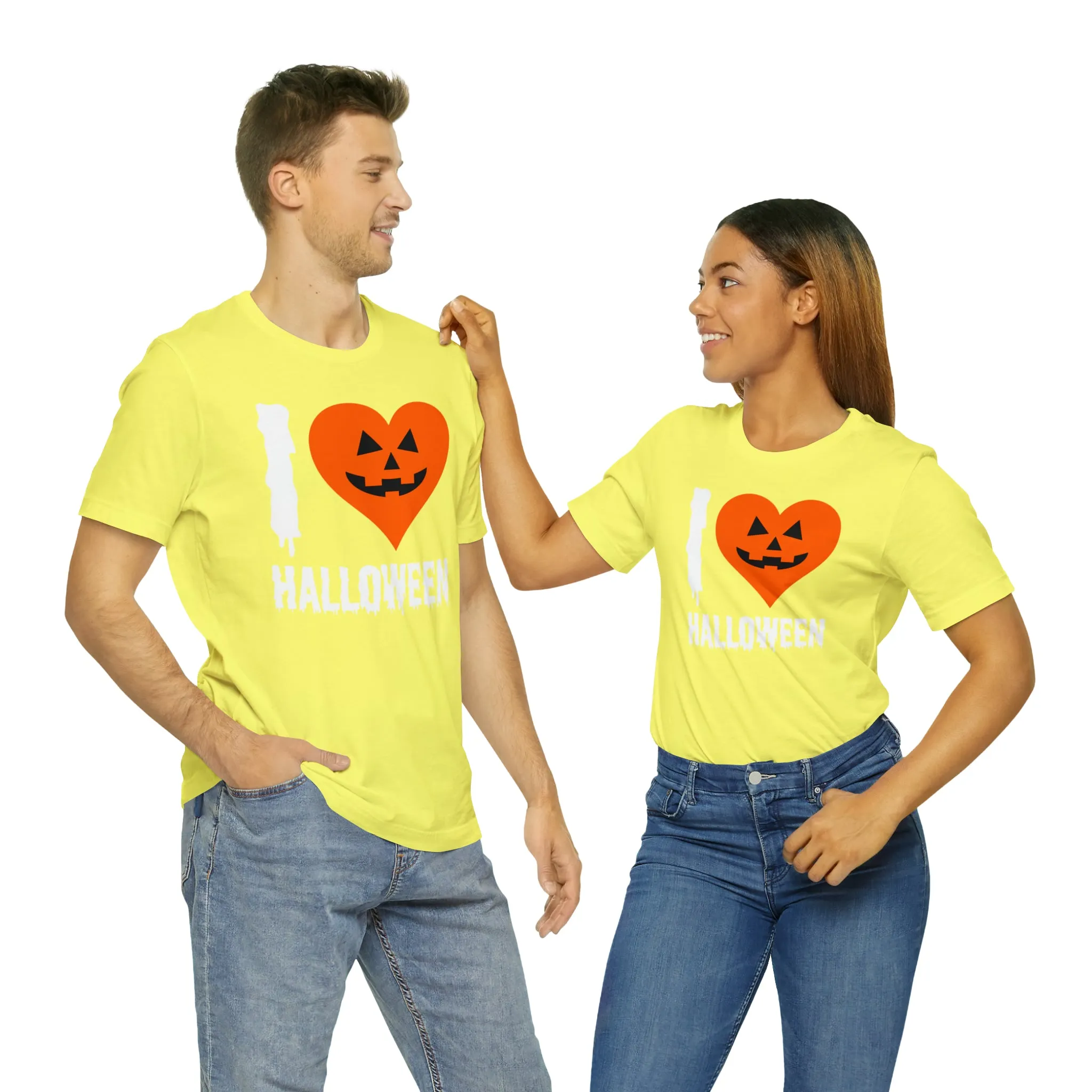 I Love Halloween T-Shirt | Scary Jack-O-Lantern Tee |  Bella Canvas 3001Unisex | Funny Short Sleeve Tshirt