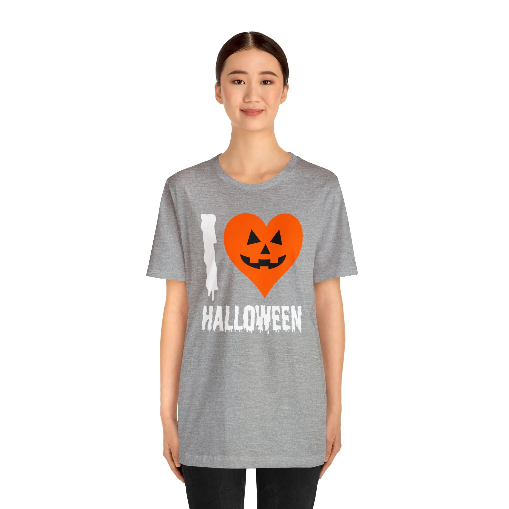 I Love Halloween T-Shirt | Scary Jack-O-Lantern Tee |  Bella Canvas 3001Unisex | Funny Short Sleeve Tshirt