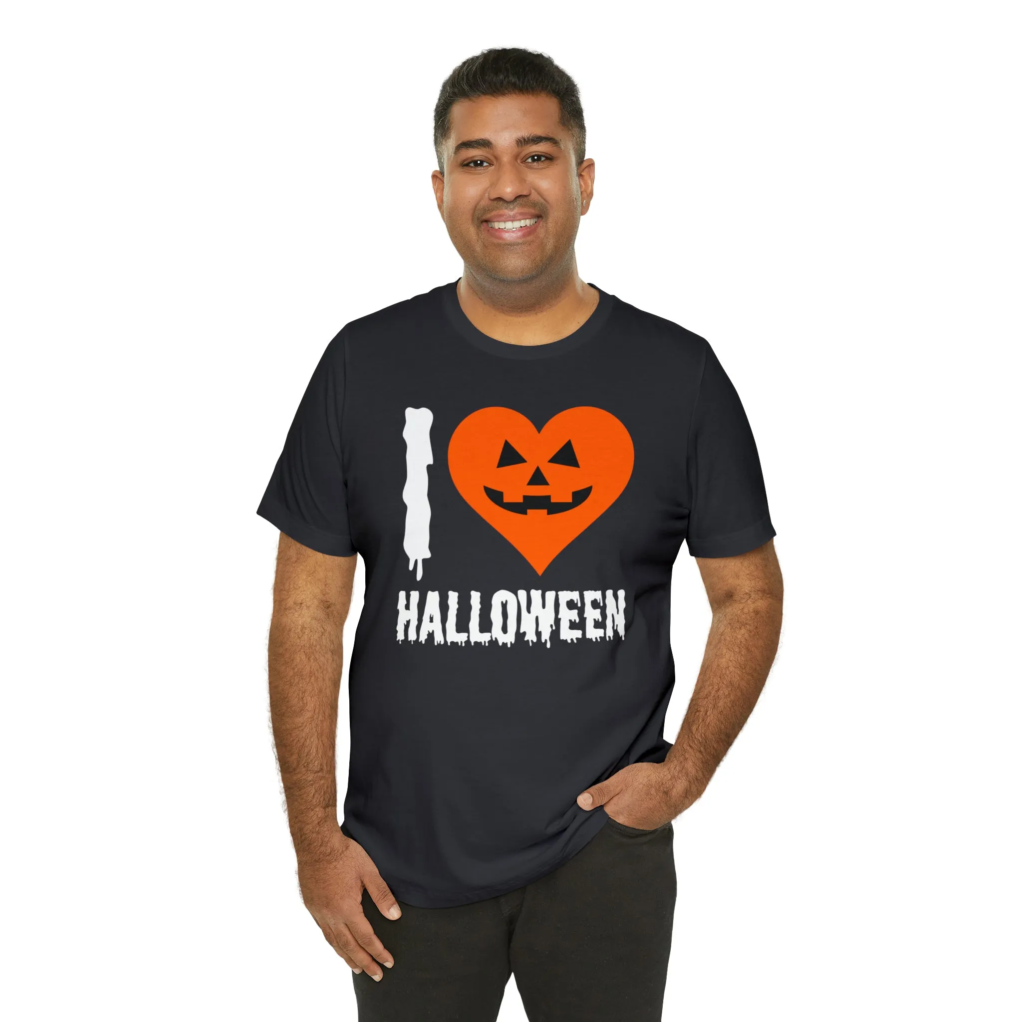I Love Halloween T-Shirt | Scary Jack-O-Lantern Tee |  Bella Canvas 3001Unisex | Funny Short Sleeve Tshirt