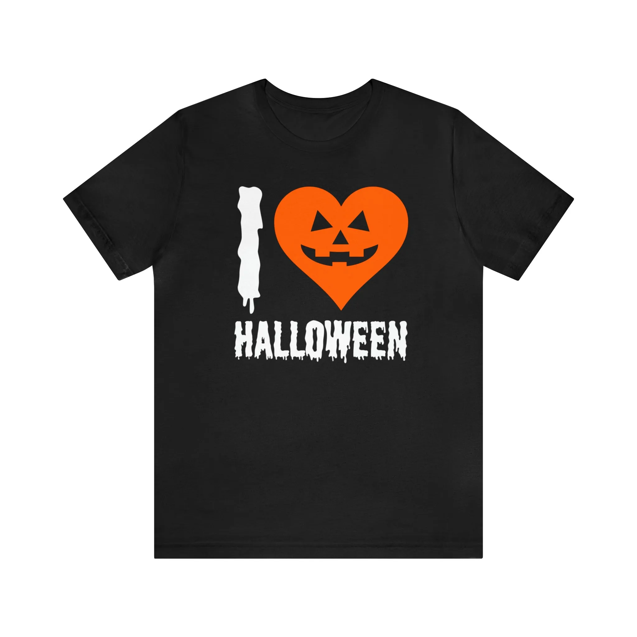 I Love Halloween T-Shirt | Scary Jack-O-Lantern Tee |  Bella Canvas 3001Unisex | Funny Short Sleeve Tshirt