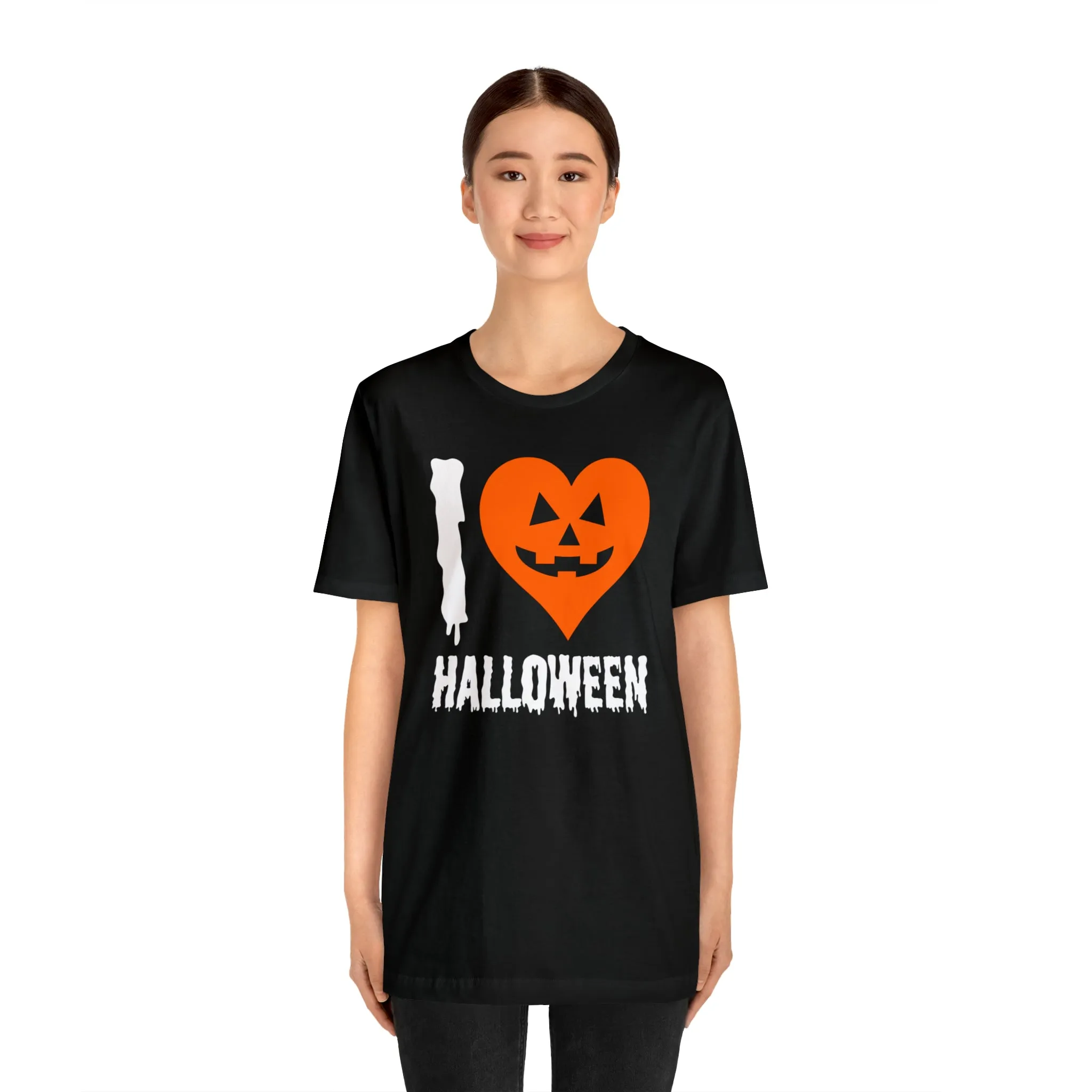 I Love Halloween T-Shirt | Scary Jack-O-Lantern Tee |  Bella Canvas 3001Unisex | Funny Short Sleeve Tshirt