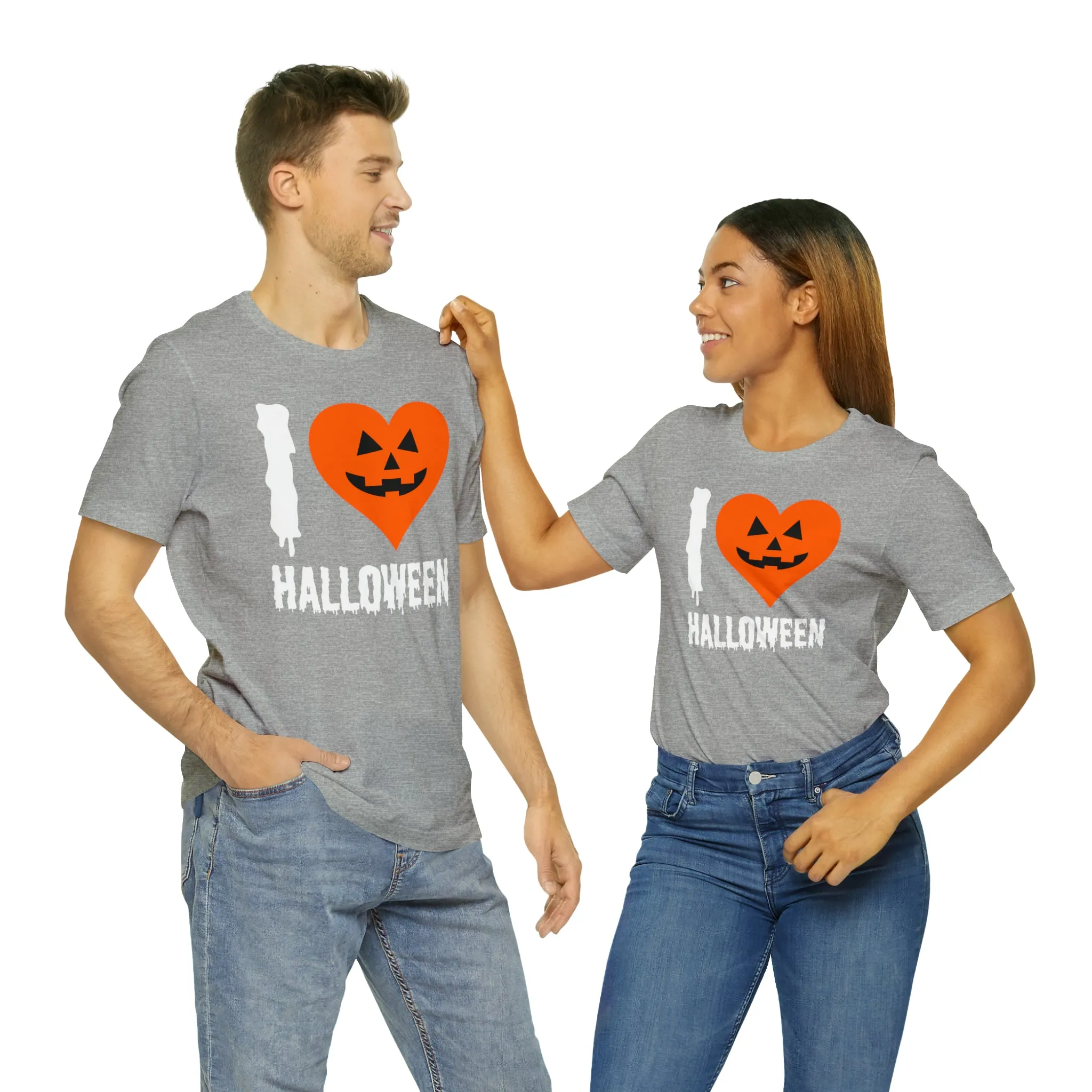 I Love Halloween T-Shirt | Scary Jack-O-Lantern Tee |  Bella Canvas 3001Unisex | Funny Short Sleeve Tshirt