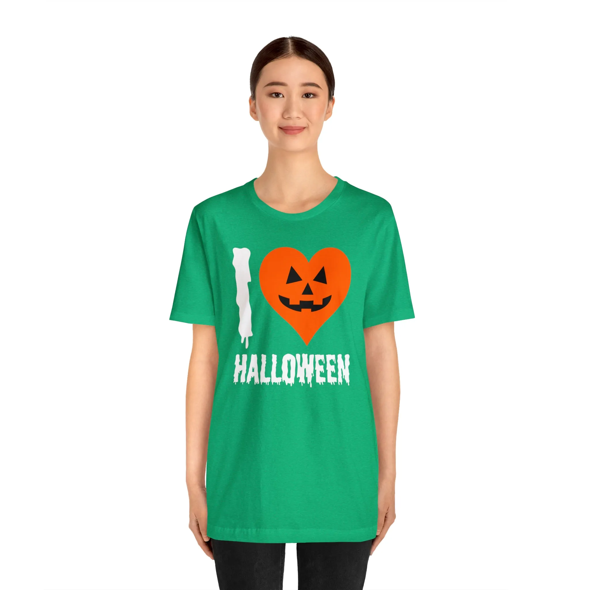 I Love Halloween T-Shirt | Scary Jack-O-Lantern Tee |  Bella Canvas 3001Unisex | Funny Short Sleeve Tshirt
