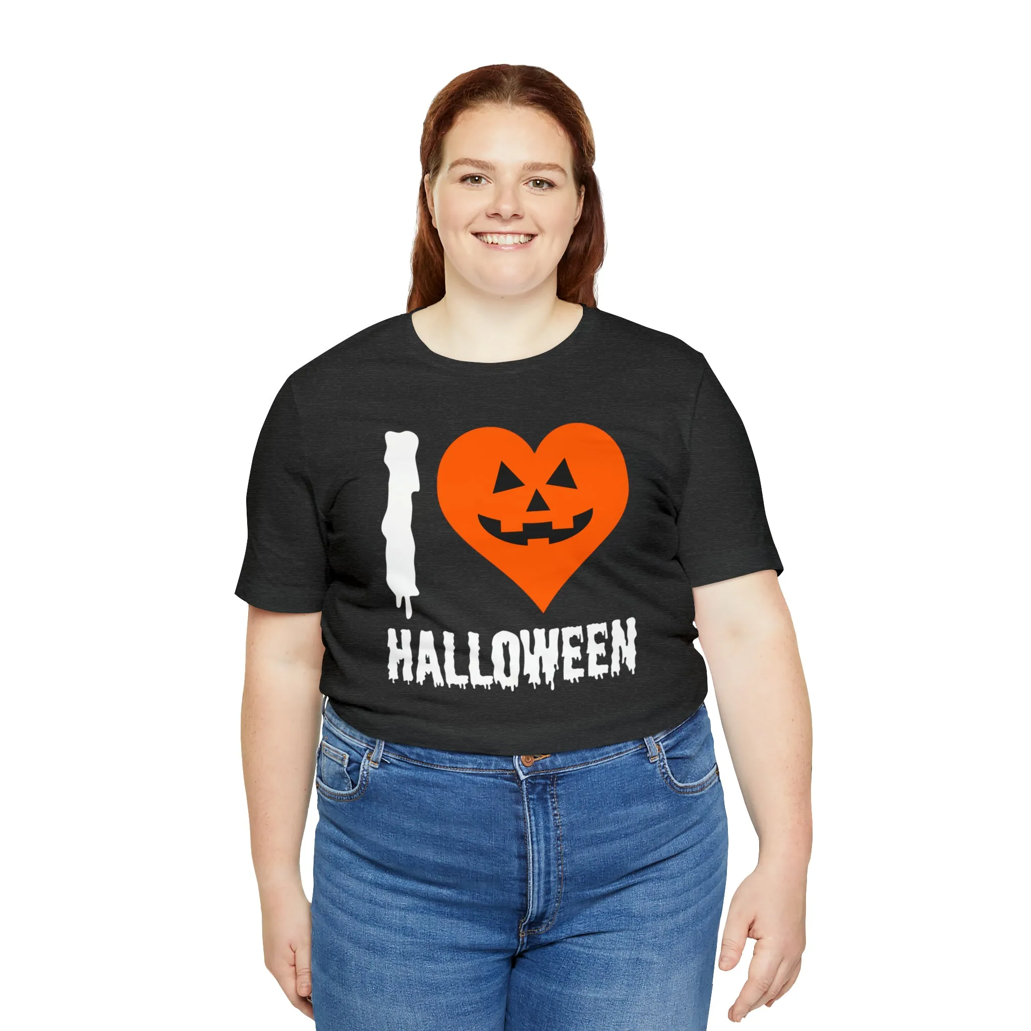 I Love Halloween T-Shirt | Scary Jack-O-Lantern Tee |  Bella Canvas 3001Unisex | Funny Short Sleeve Tshirt