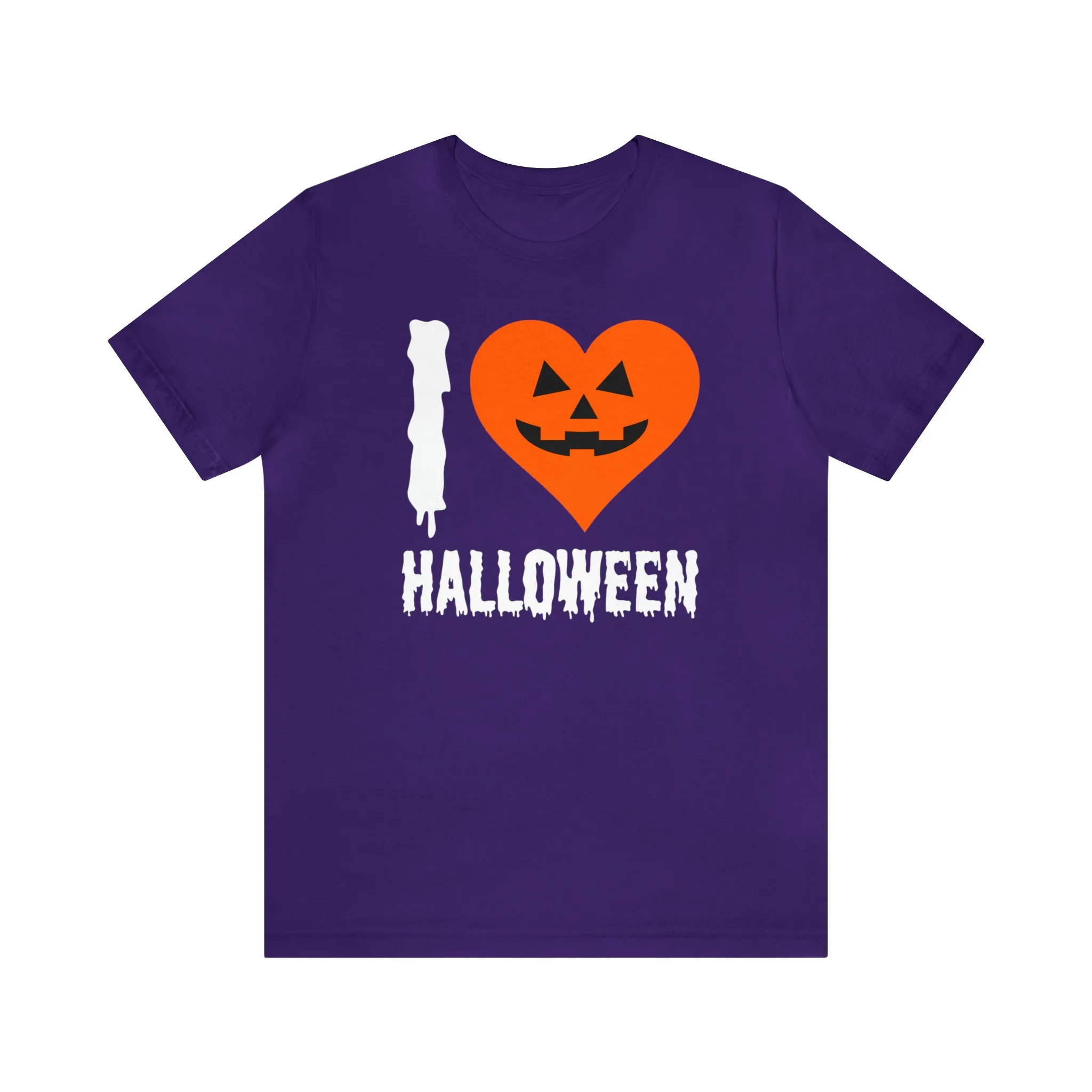 I Love Halloween T-Shirt | Scary Jack-O-Lantern Tee |  Bella Canvas 3001Unisex | Funny Short Sleeve Tshirt
