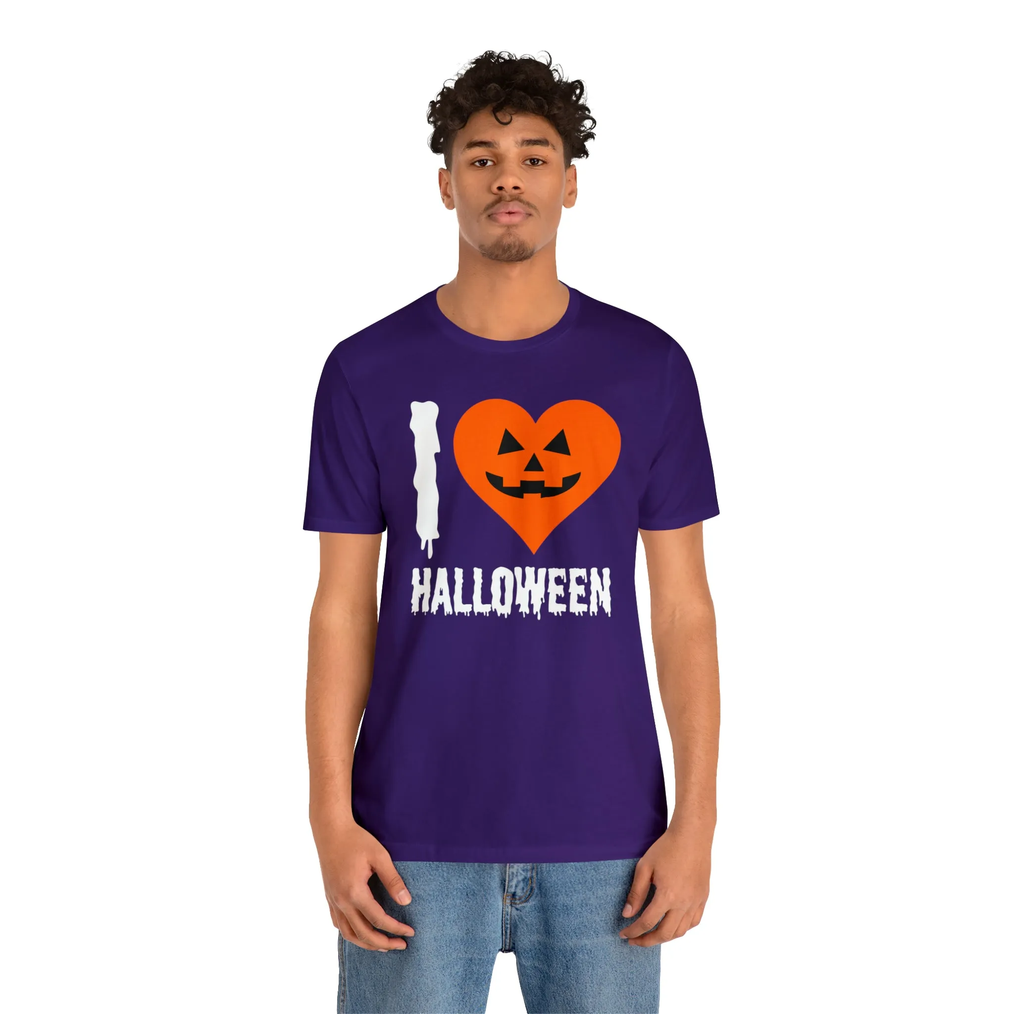 I Love Halloween T-Shirt | Scary Jack-O-Lantern Tee |  Bella Canvas 3001Unisex | Funny Short Sleeve Tshirt