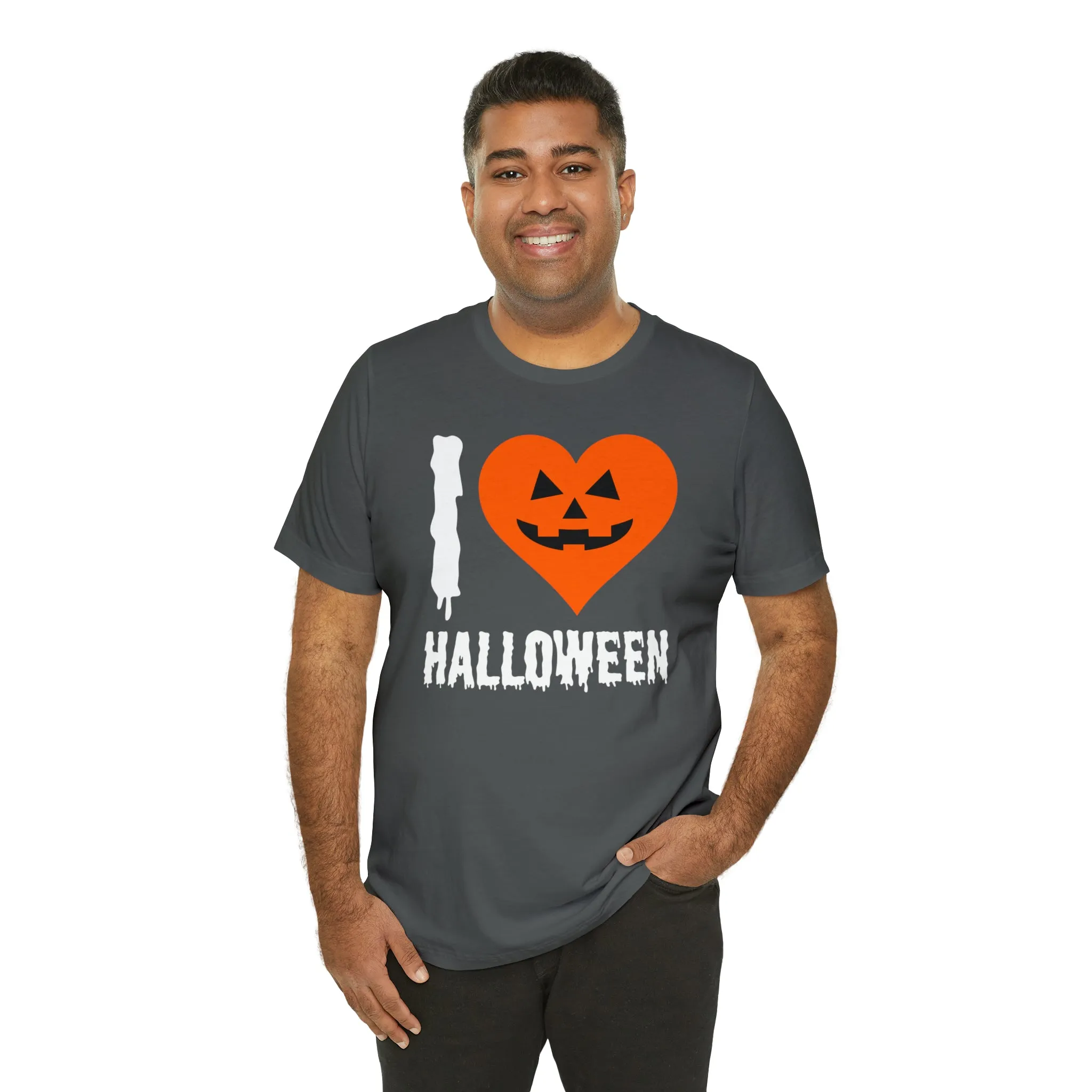 I Love Halloween T-Shirt | Scary Jack-O-Lantern Tee |  Bella Canvas 3001Unisex | Funny Short Sleeve Tshirt