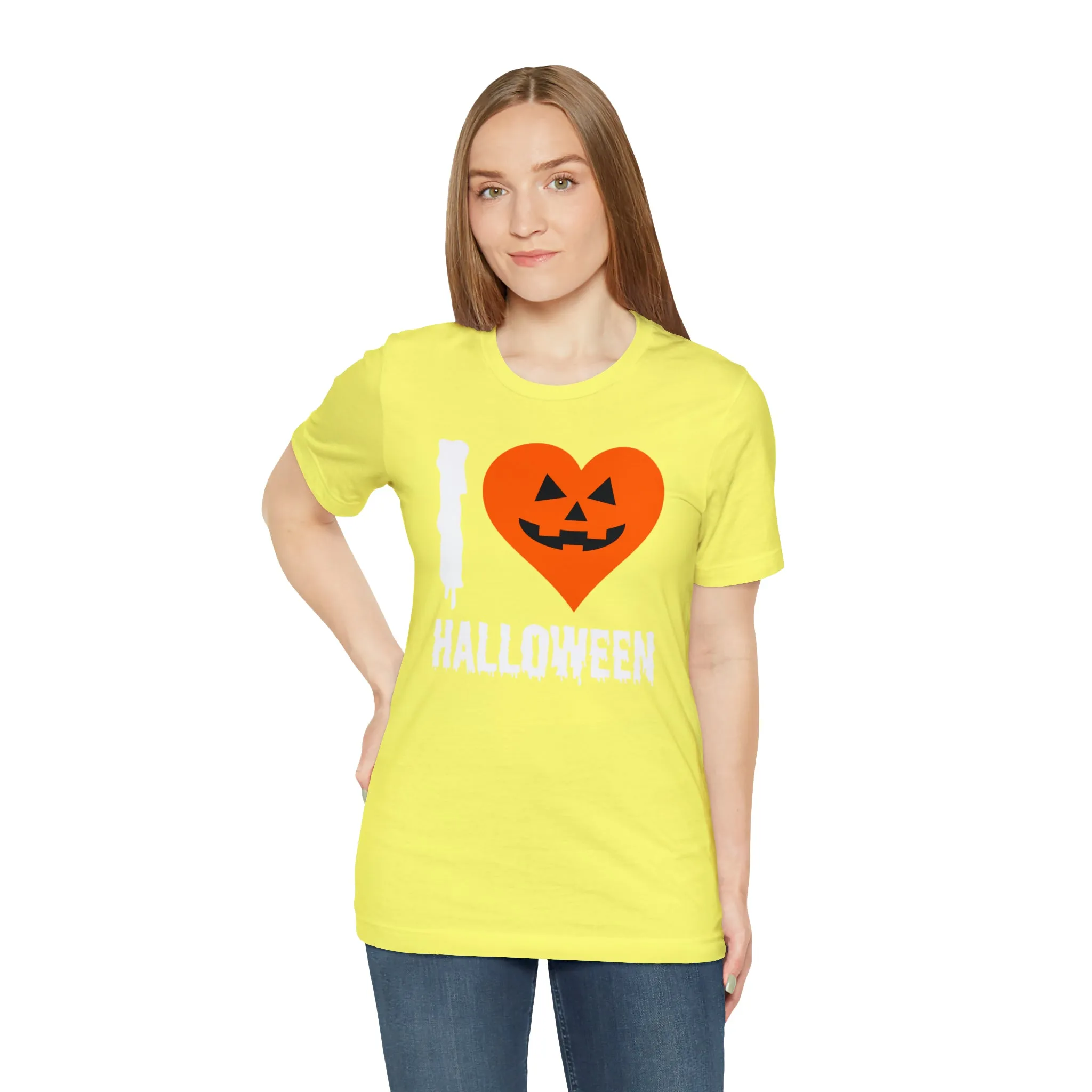 I Love Halloween T-Shirt | Scary Jack-O-Lantern Tee |  Bella Canvas 3001Unisex | Funny Short Sleeve Tshirt
