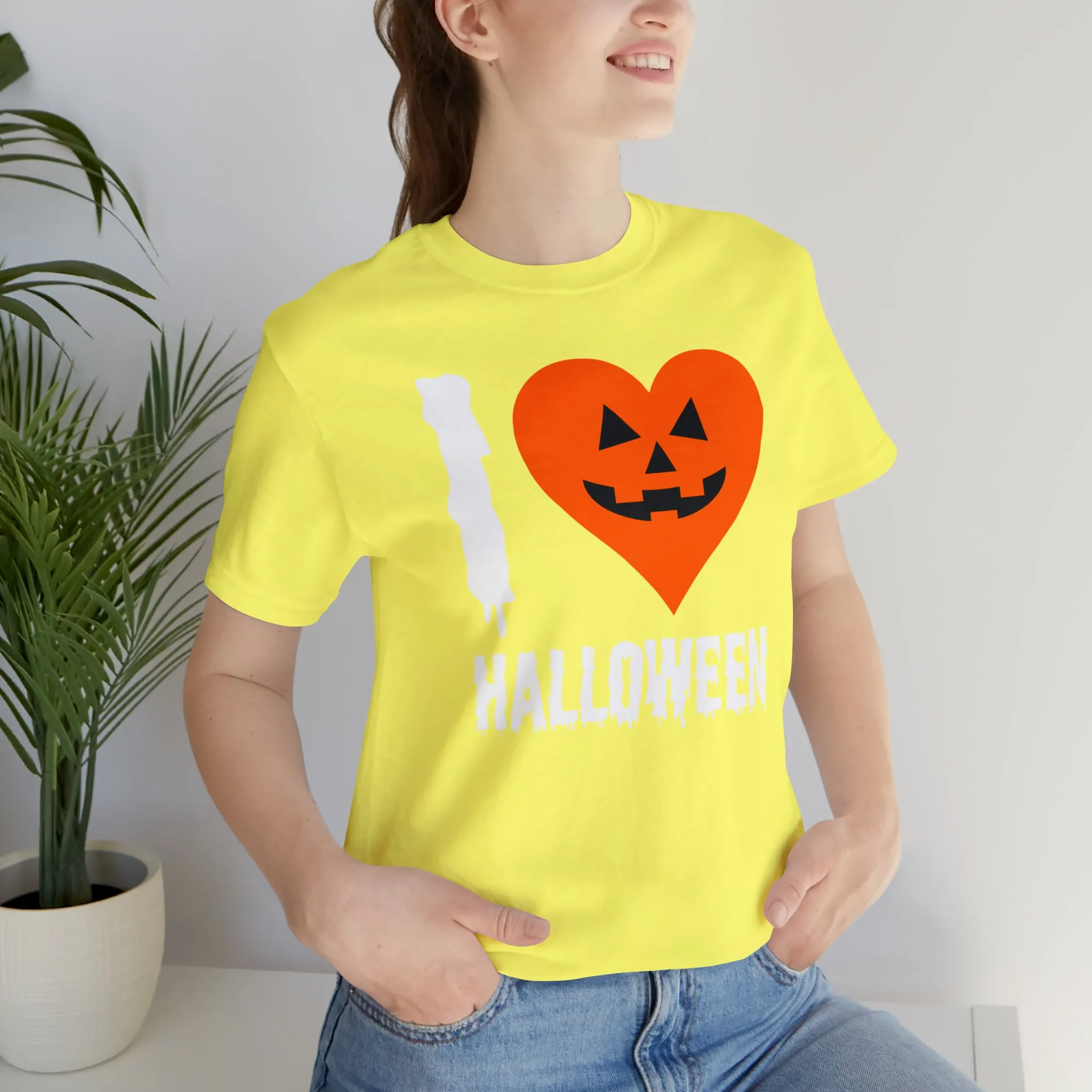 I Love Halloween T-Shirt | Scary Jack-O-Lantern Tee |  Bella Canvas 3001Unisex | Funny Short Sleeve Tshirt