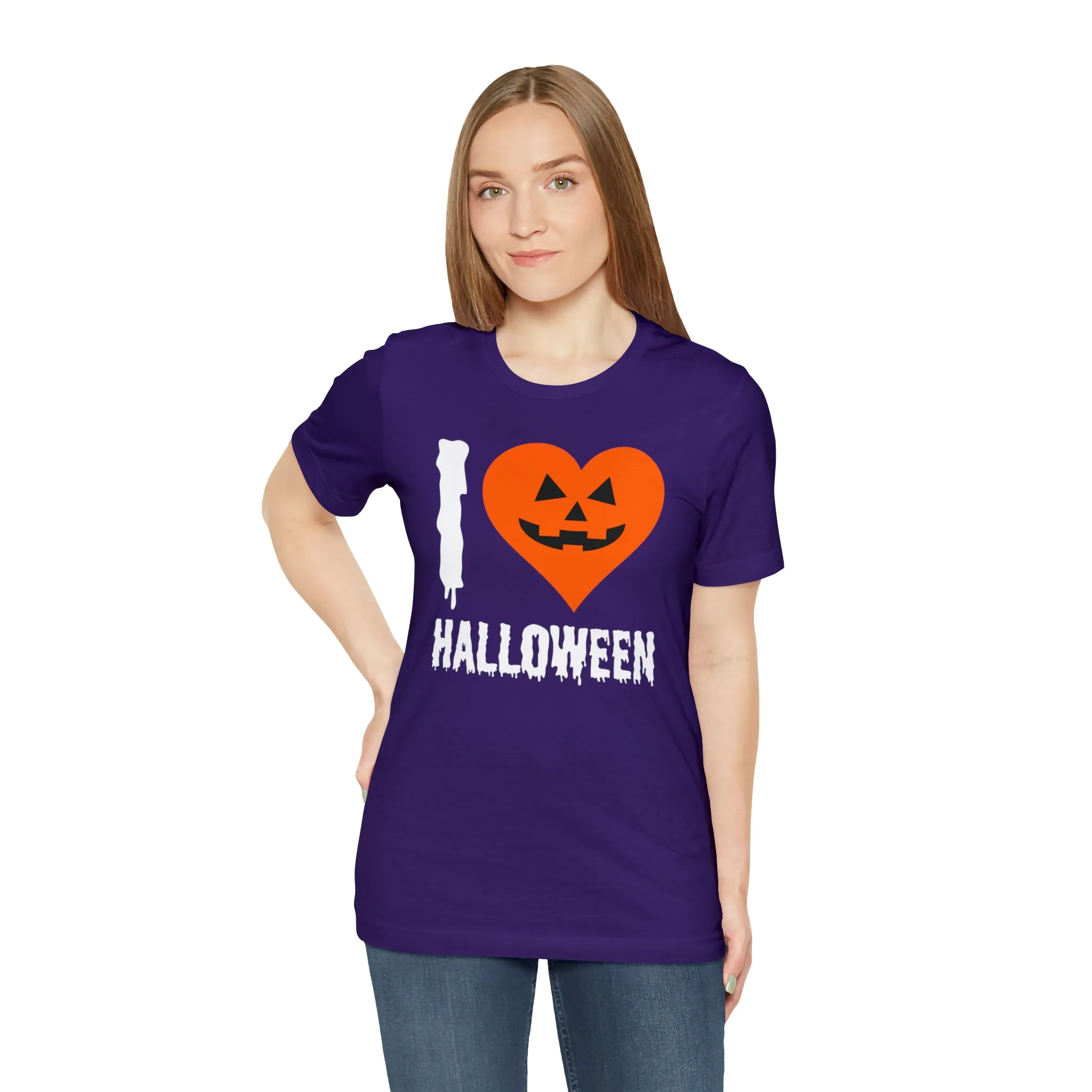 I Love Halloween T-Shirt | Scary Jack-O-Lantern Tee |  Bella Canvas 3001Unisex | Funny Short Sleeve Tshirt