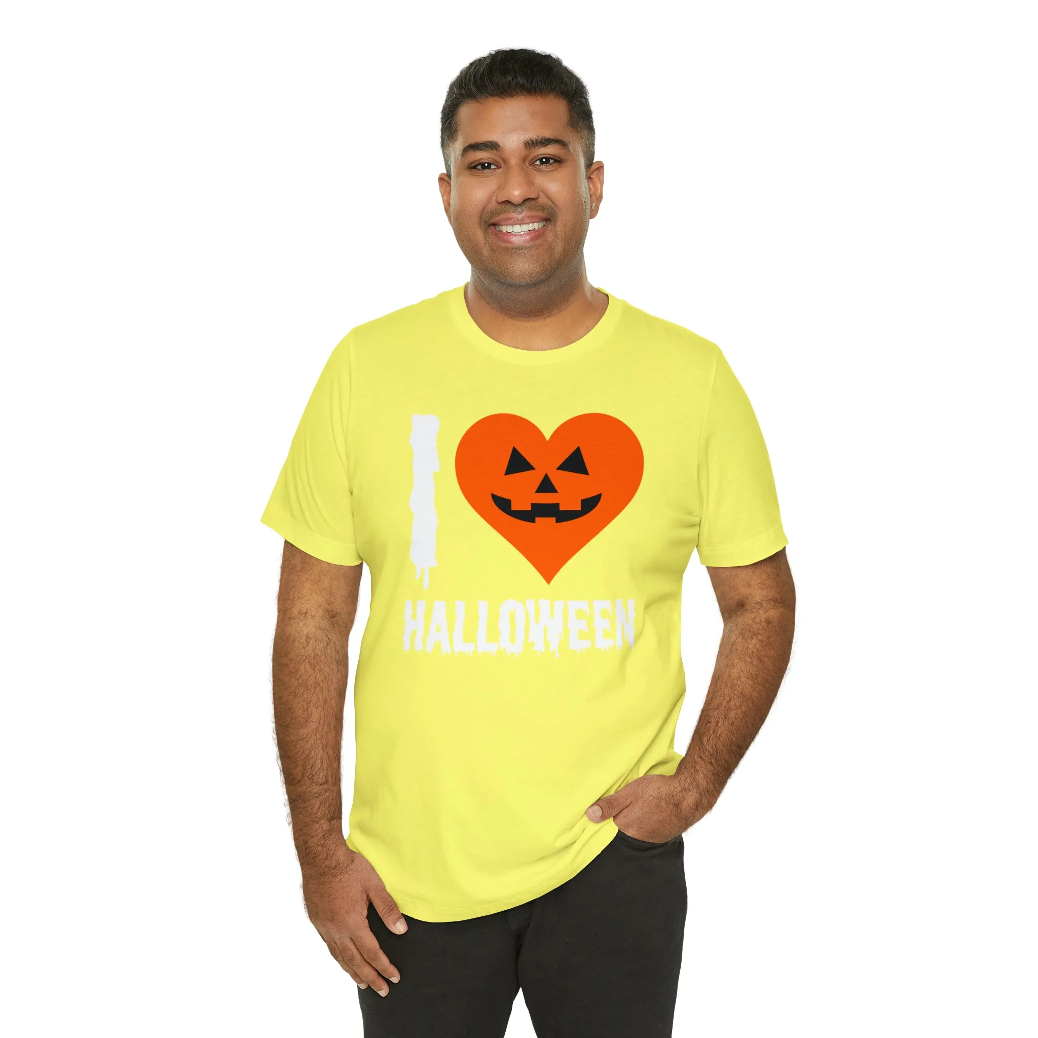 I Love Halloween T-Shirt | Scary Jack-O-Lantern Tee |  Bella Canvas 3001Unisex | Funny Short Sleeve Tshirt
