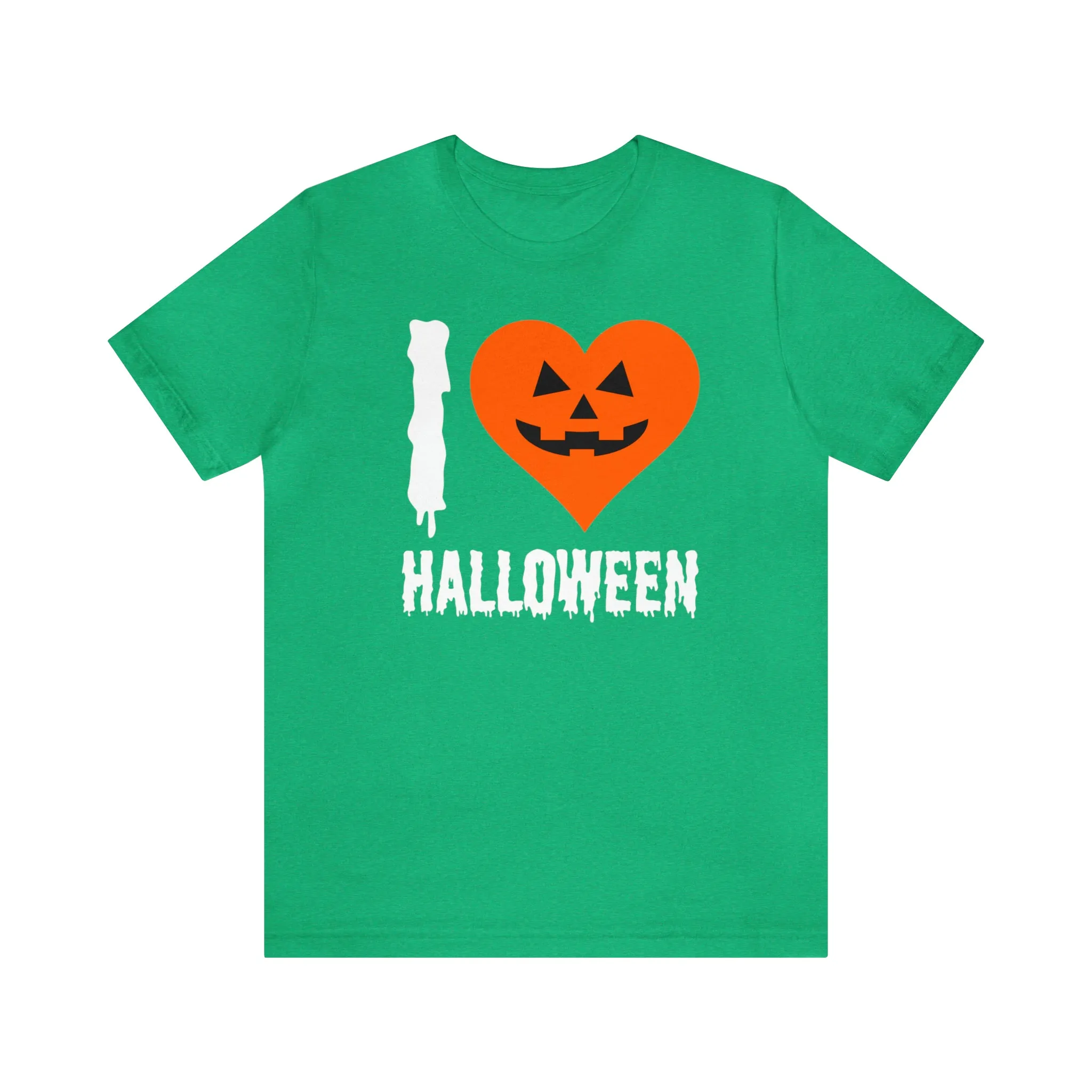 I Love Halloween T-Shirt | Scary Jack-O-Lantern Tee |  Bella Canvas 3001Unisex | Funny Short Sleeve Tshirt