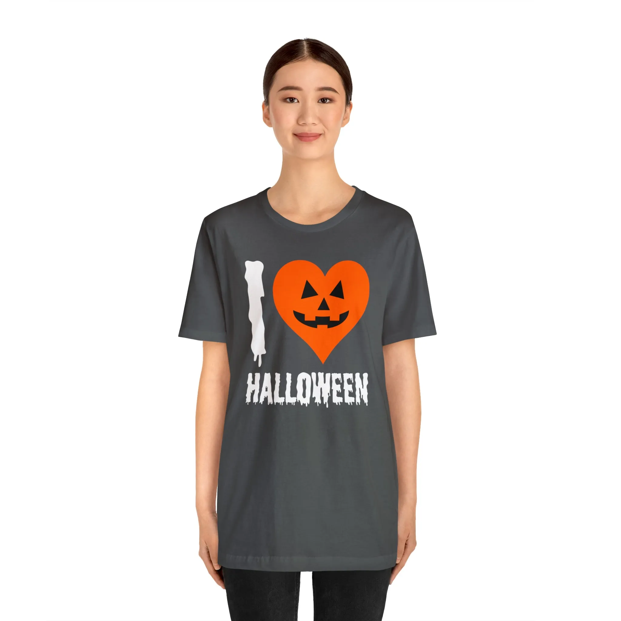 I Love Halloween T-Shirt | Scary Jack-O-Lantern Tee |  Bella Canvas 3001Unisex | Funny Short Sleeve Tshirt