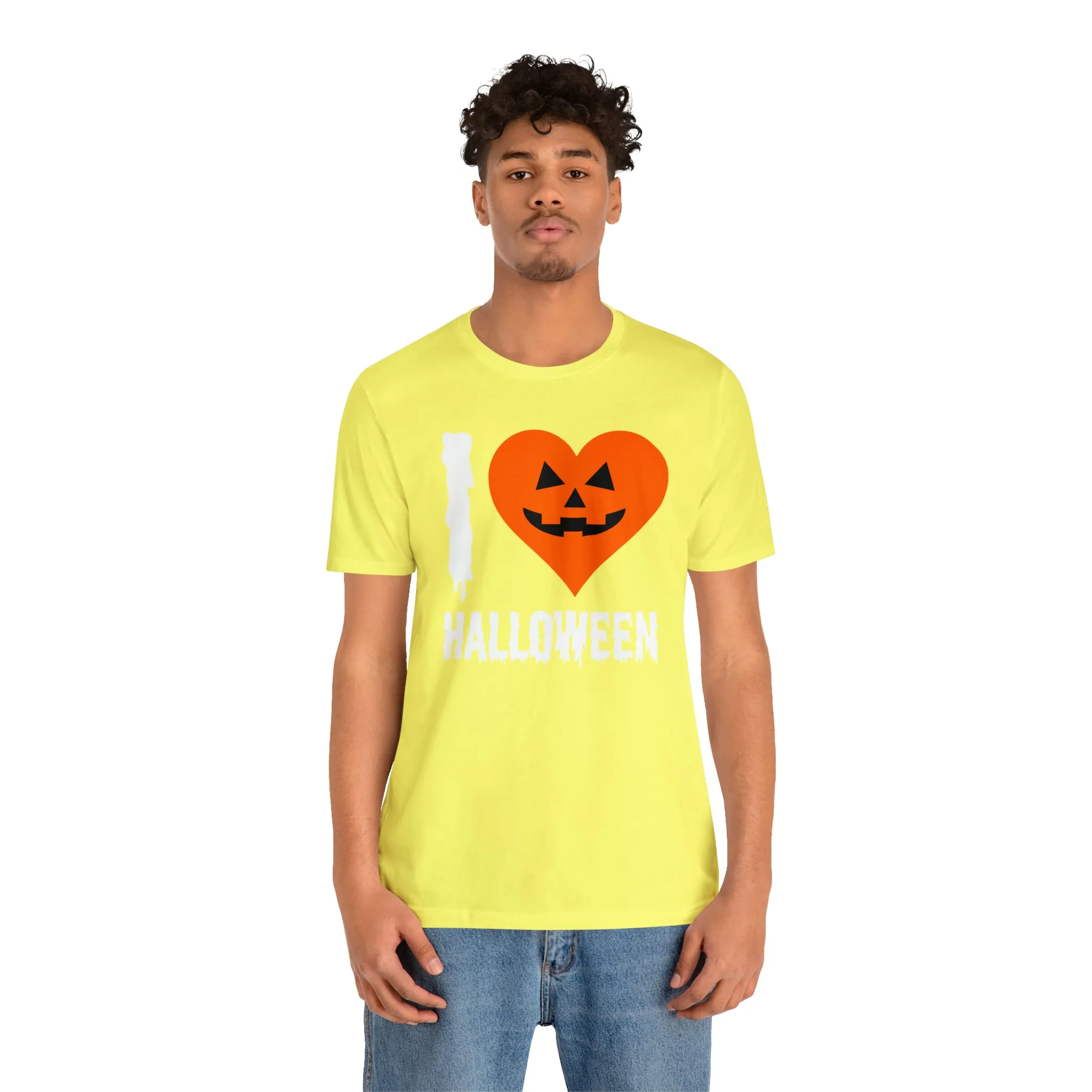 I Love Halloween T-Shirt | Scary Jack-O-Lantern Tee |  Bella Canvas 3001Unisex | Funny Short Sleeve Tshirt
