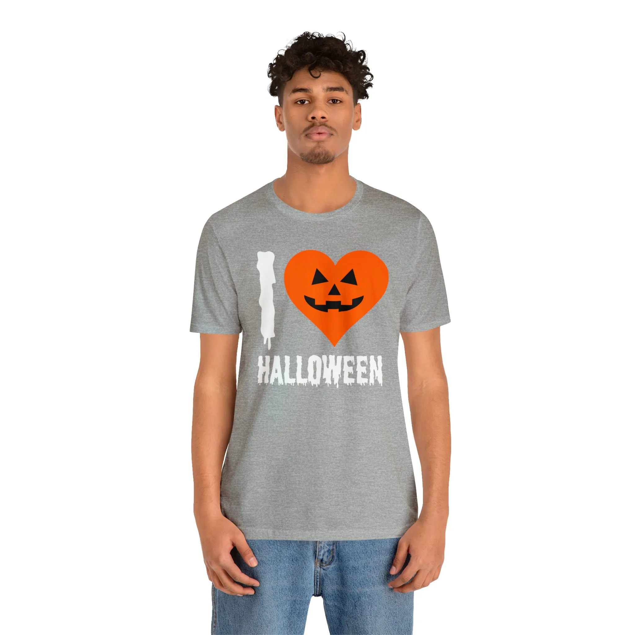 I Love Halloween T-Shirt | Scary Jack-O-Lantern Tee |  Bella Canvas 3001Unisex | Funny Short Sleeve Tshirt