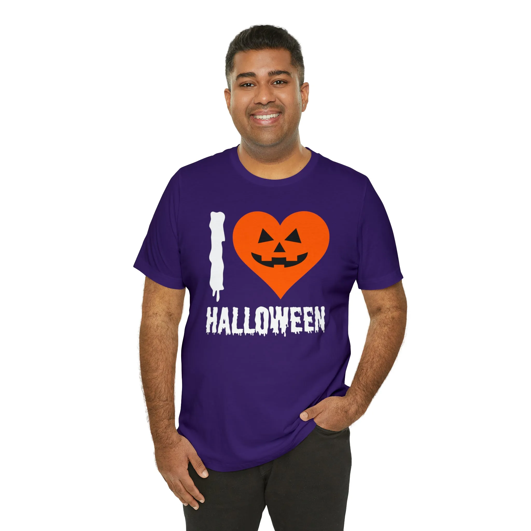 I Love Halloween T-Shirt | Scary Jack-O-Lantern Tee |  Bella Canvas 3001Unisex | Funny Short Sleeve Tshirt