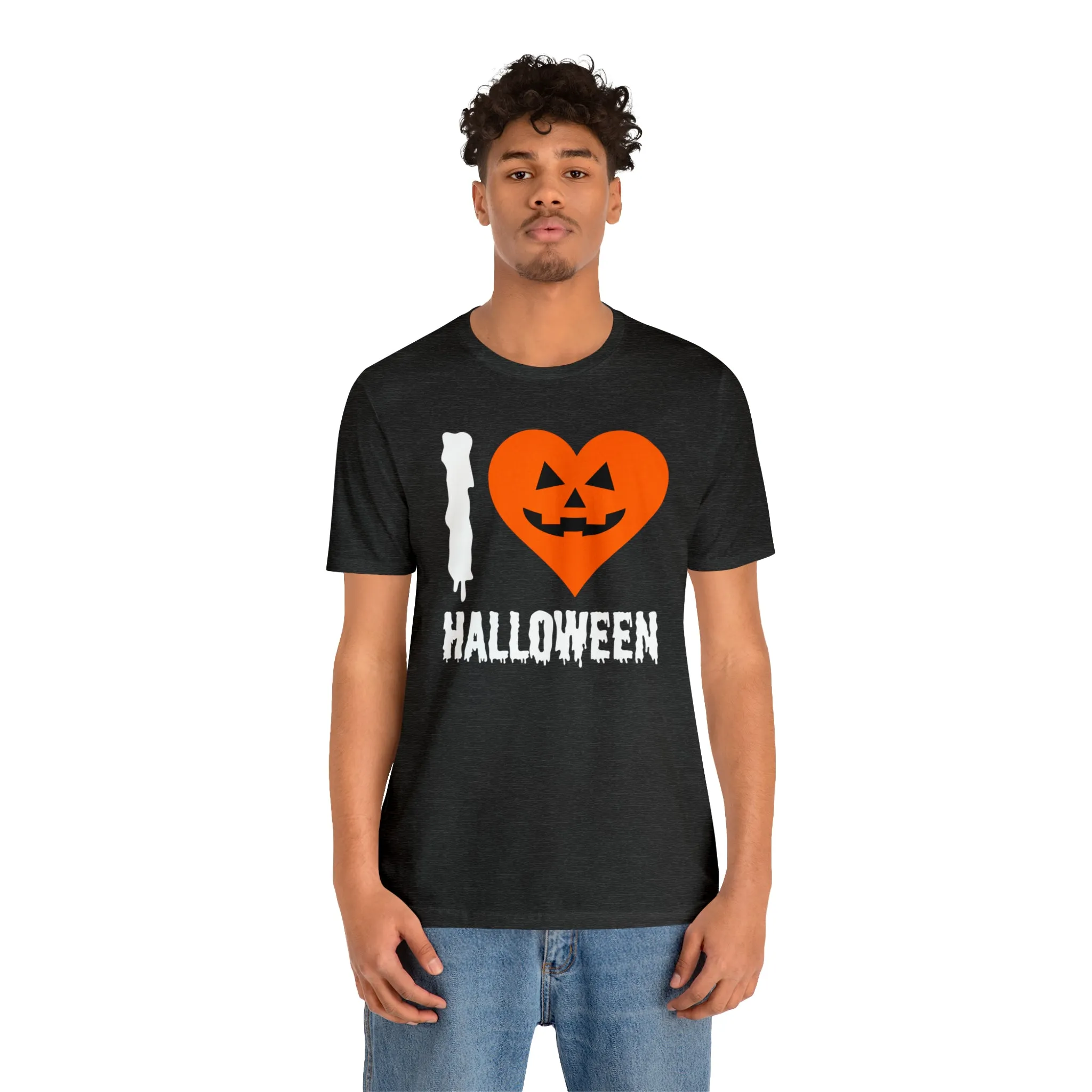 I Love Halloween T-Shirt | Scary Jack-O-Lantern Tee |  Bella Canvas 3001Unisex | Funny Short Sleeve Tshirt