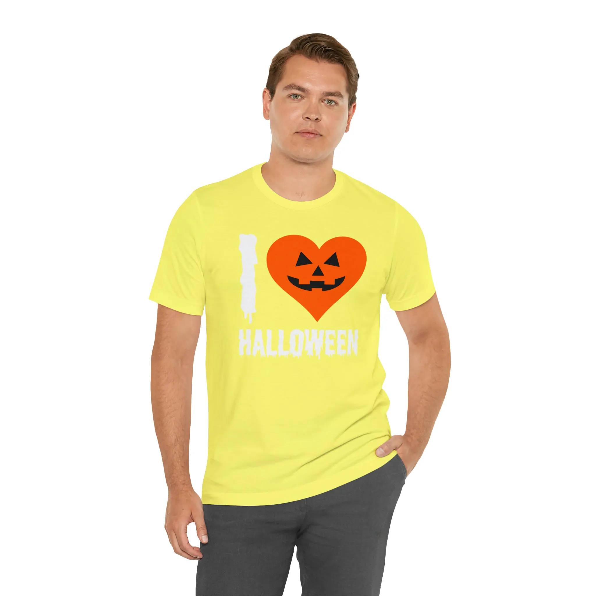 I Love Halloween T-Shirt | Scary Jack-O-Lantern Tee |  Bella Canvas 3001Unisex | Funny Short Sleeve Tshirt