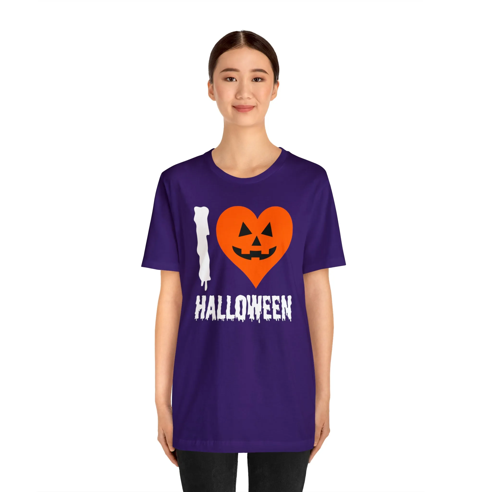 I Love Halloween T-Shirt | Scary Jack-O-Lantern Tee |  Bella Canvas 3001Unisex | Funny Short Sleeve Tshirt