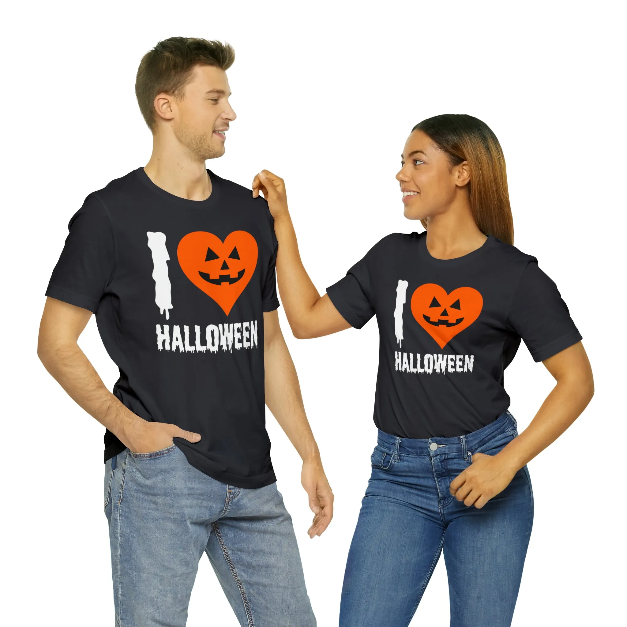 I Love Halloween T-Shirt | Scary Jack-O-Lantern Tee |  Bella Canvas 3001Unisex | Funny Short Sleeve Tshirt